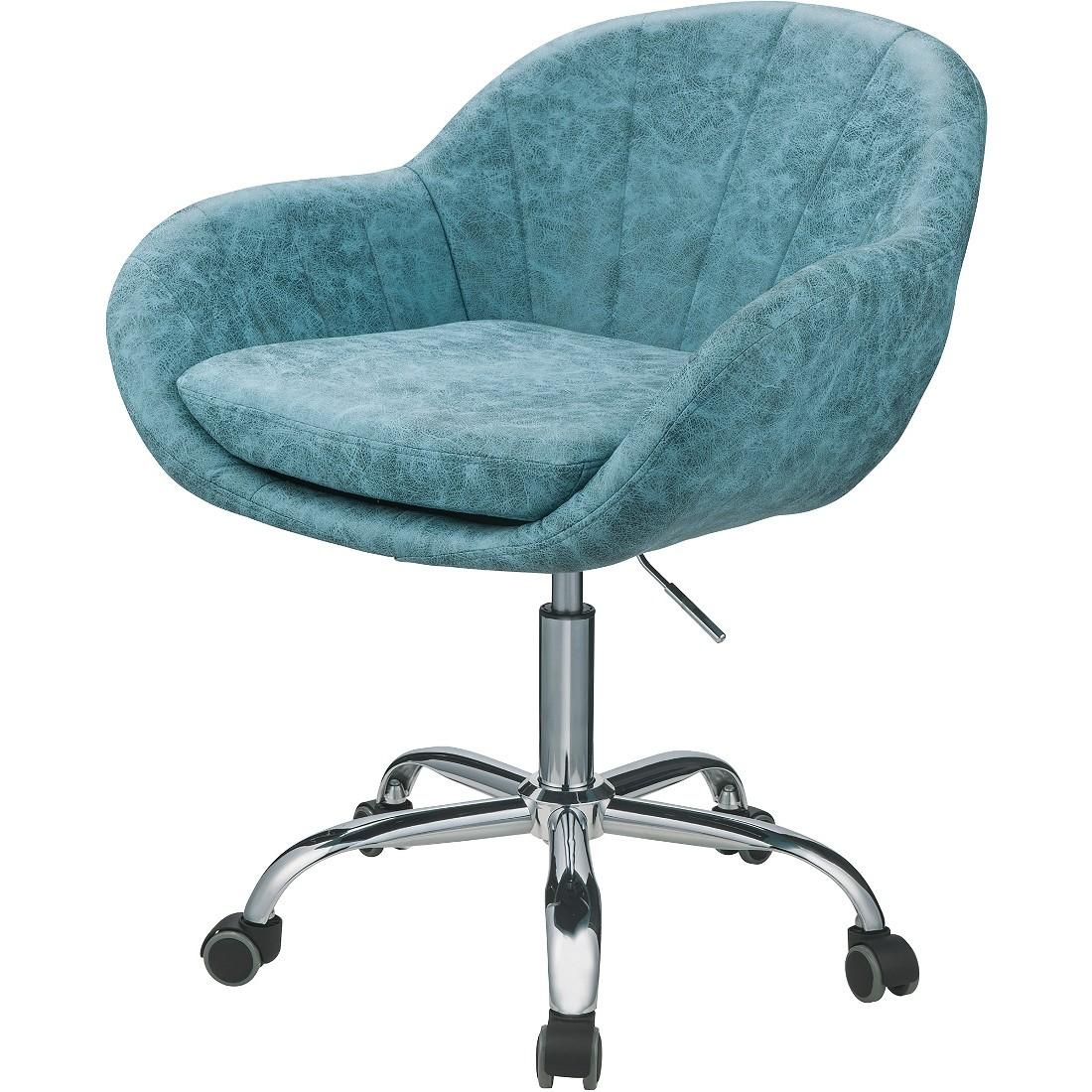 Contemporary Office Chair Giolla Giolla 92502 in Chrome, Turquoise PU