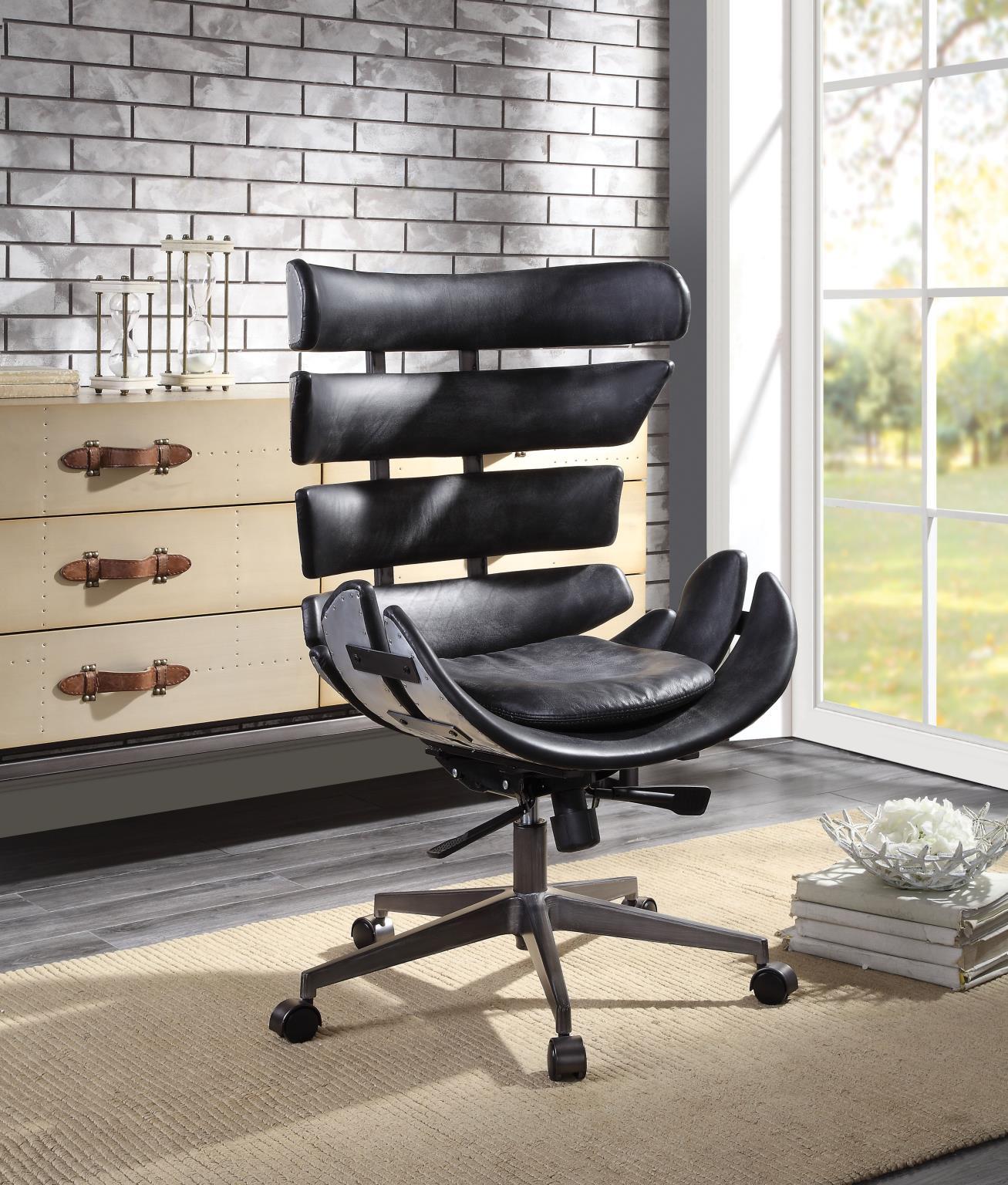

        
Acme Furniture Megan Executive Chair Chrome/Black Genuine Leather 00840412182549
