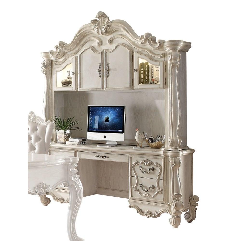 Classic, Traditional Hutch Desk Versailles Versailles 92278 in Light Gray, Antique White, Bone 