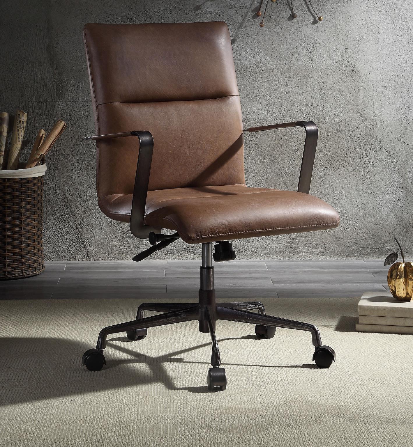 Contemporary, Transitional Executive Chair Indra Indra 92568 in Chocolate Genuine Leather