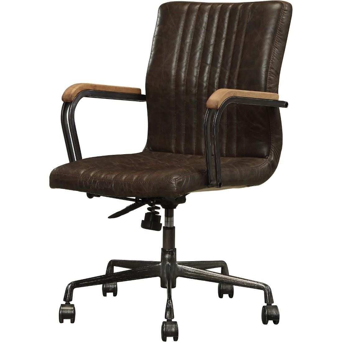 Contemporary,  Vintage Executive Chair Joslin Joslin 92028 in Chocolate Genuine Leather