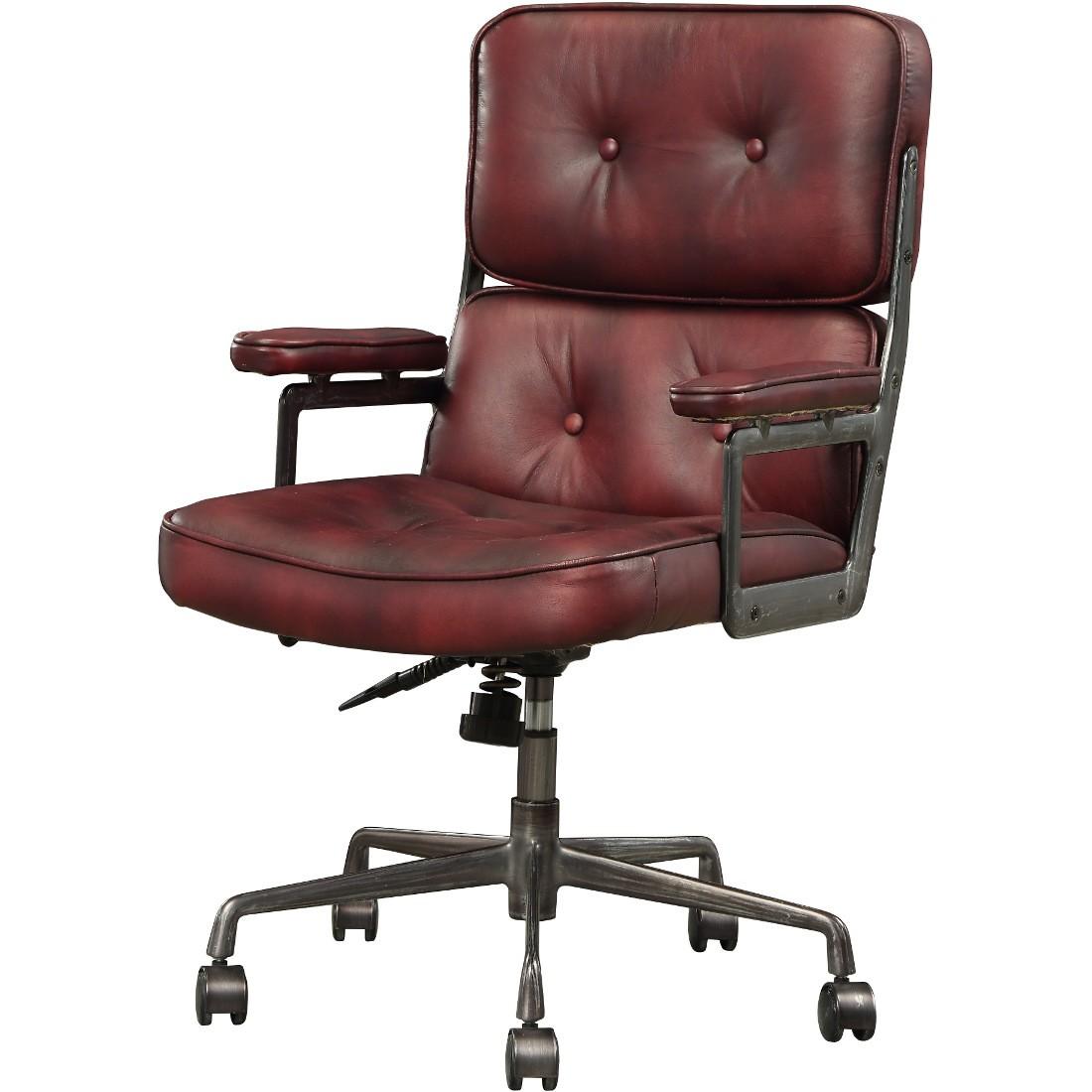 Contemporary,  Vintage Executive Chair Larisa Larisa 92027 in Merlot Genuine Leather