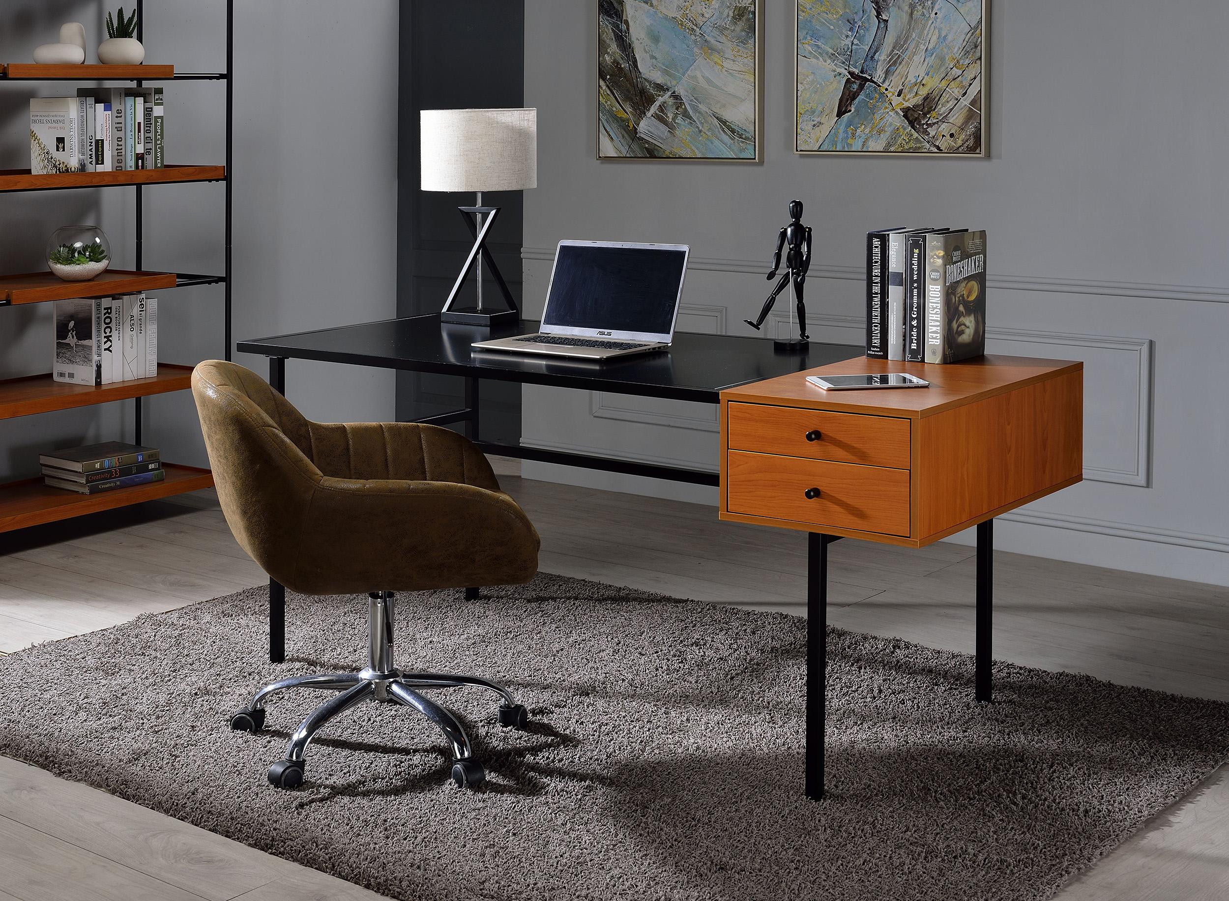 

    
Home Office Set 2P Honey Oak & Black Oaken 92675 Acme Industrial Contemporary
