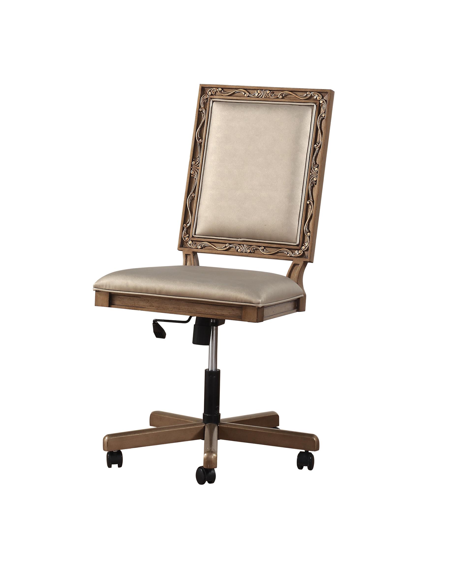 Classic, Traditional Office Chair Orianne Orianne-91437 in Antique, Gold, Champagne PU