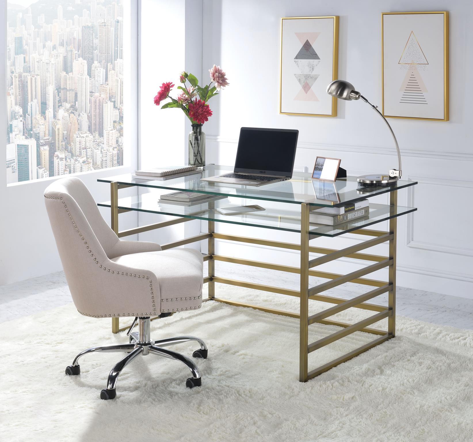 

    
Home Office Writing Desk Antique Gold & Glass Shona 92535 Acme Contemporary Glam
