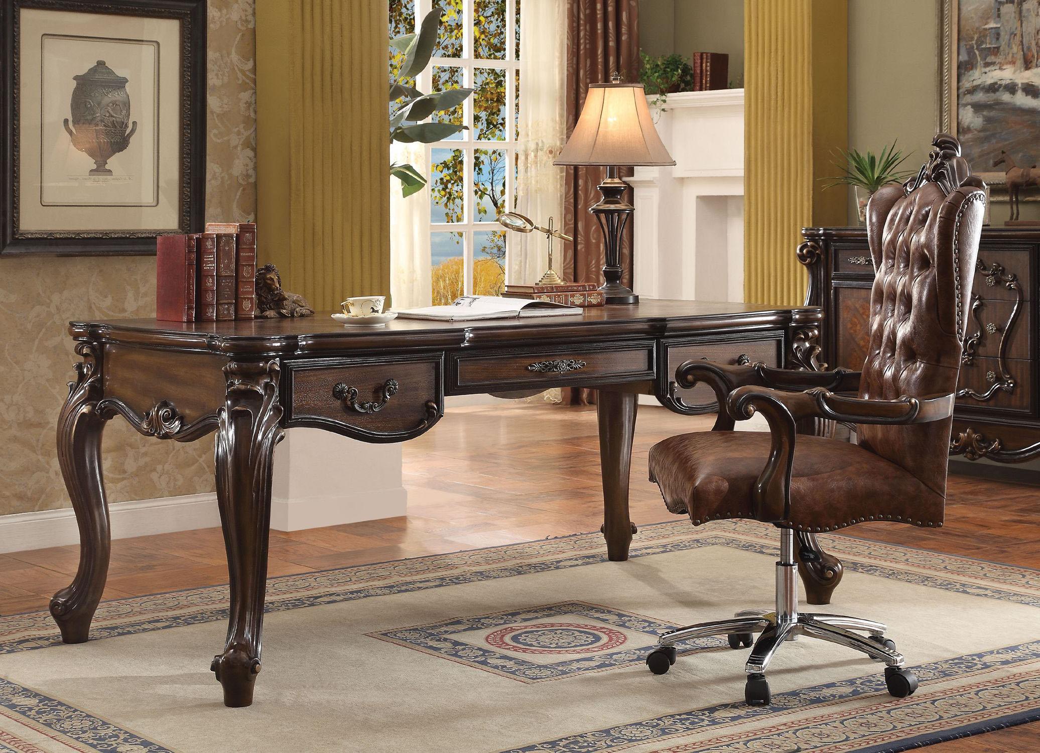 Classic, Traditional Writing Desk Versailles Versailles 92280 in Oak, Cherry, Brown 