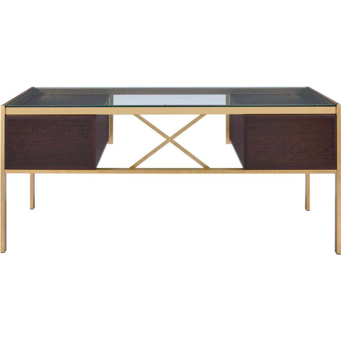 

    
Acme Furniture Yumia Writing Desk Dark Brown/Gold 92785
