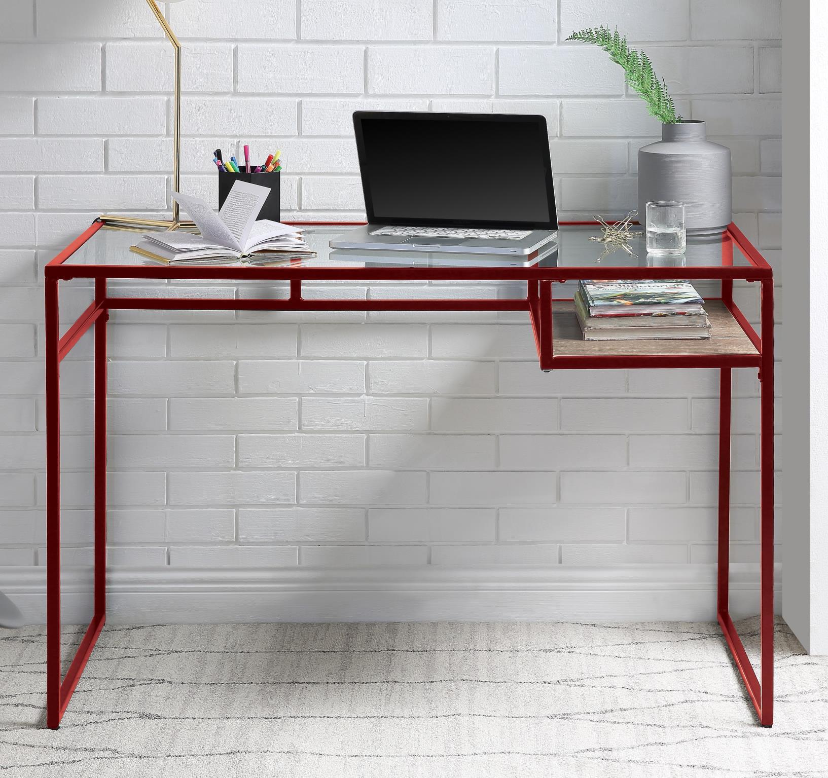 Contemporary, Modern Writing Desk Yasin Yasin 92584 in Red 