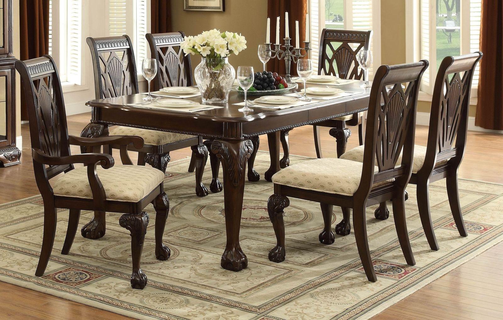 Traditional Dining Room Set 5055-82*7PC Norwich 5055-82*7PC in Dark Cherry Polyester