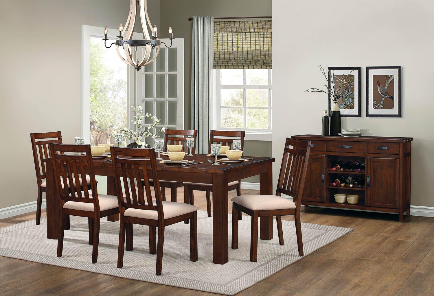 Contemporary, Traditional Dining Table Set Santos 8079-78-Set7-Santos in Brown Fabric