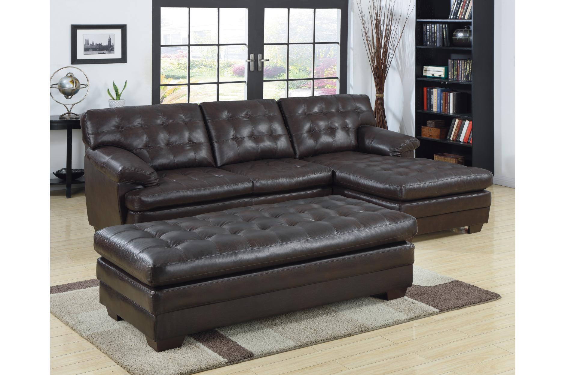 

    
Homelegance 9739 Brooks Dark Brown Bonded Leather Sectional Set 3Ps Contemporary
