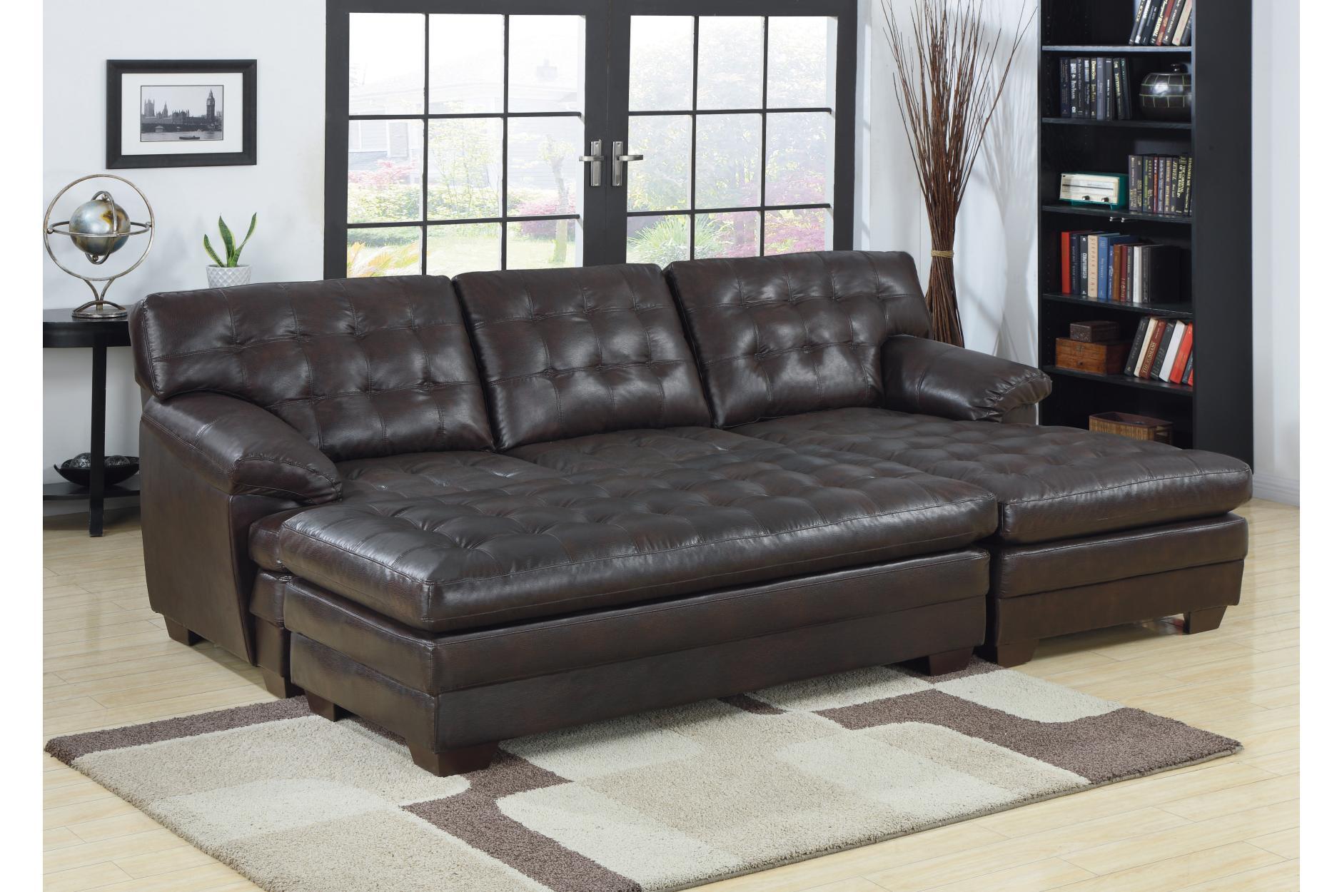 

    
Homelegance 9739 Brooks Dark Brown Bonded Leather Sectional Set 3Ps Contemporary
