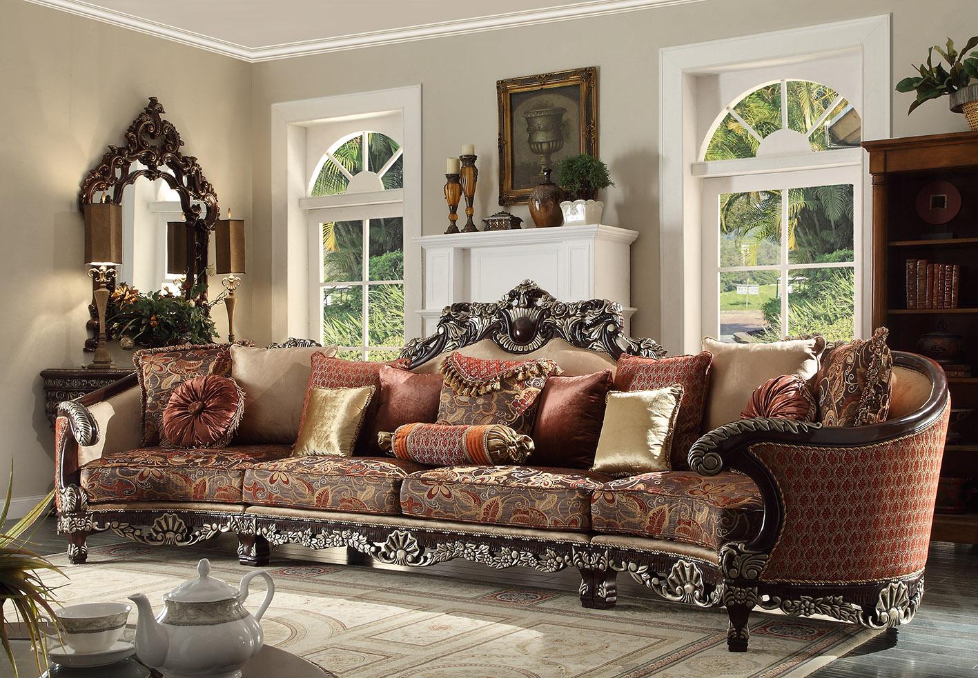 

    
Dark Red Mahogany Sectional Sofa Set 3Pcs Traditional Homey Design HD-111
