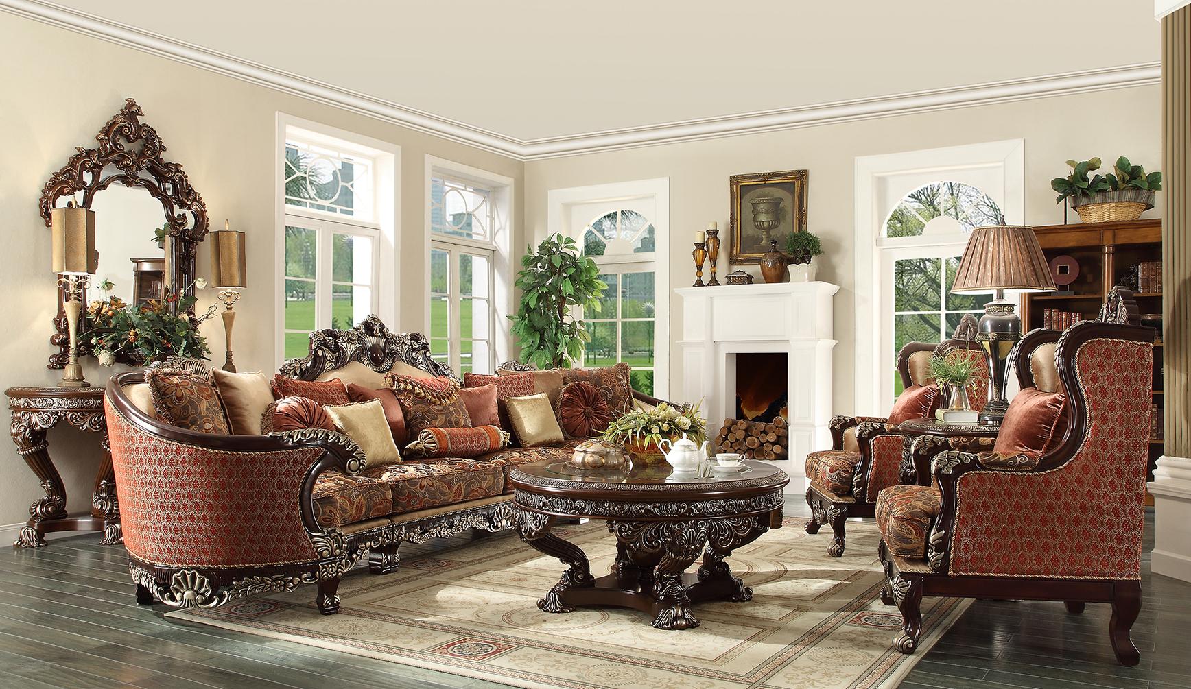 

    
Dark Red Mahogany Sectional Sofa Set 3Pcs Traditional Homey Design HD-111
