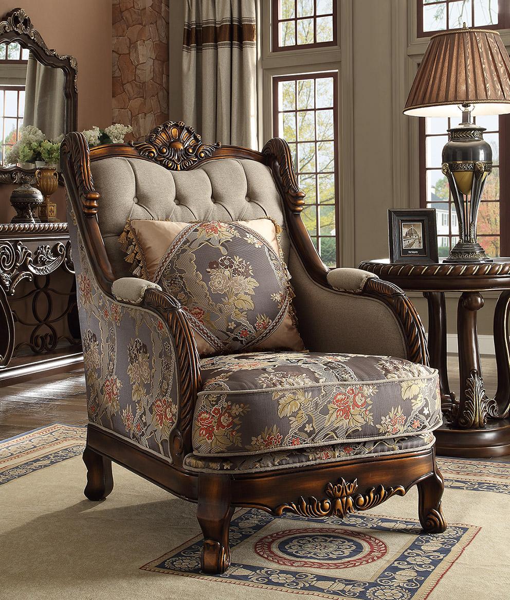 Traditional Arm Chairs HD-1623 HD-C1623 in Beige Fabric
