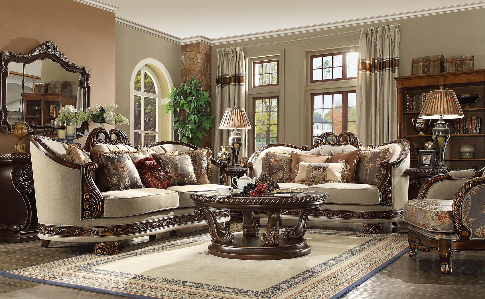 

    
Luxury Beige Chenille Sofa Set 2Pcs Traditional Homey Design HD-1623
