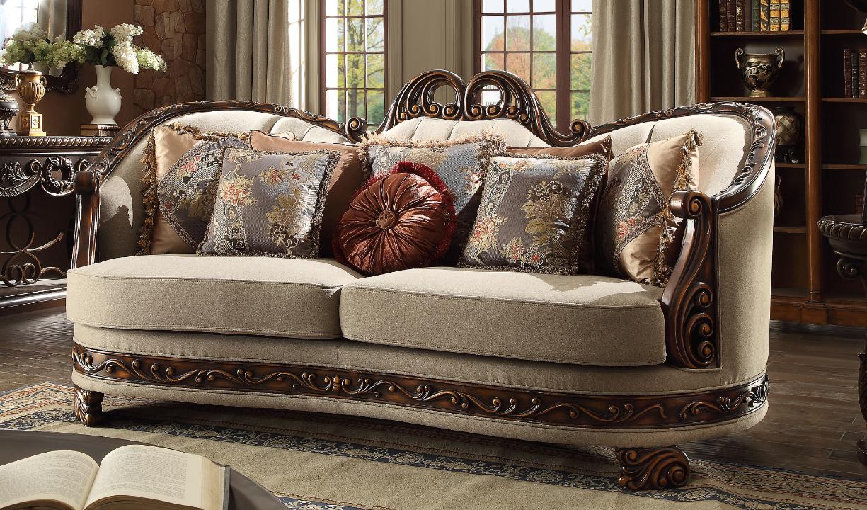 

    
Luxury Beige Chenille Sofa Set 4Pcs Traditional Homey Design HD-1623
