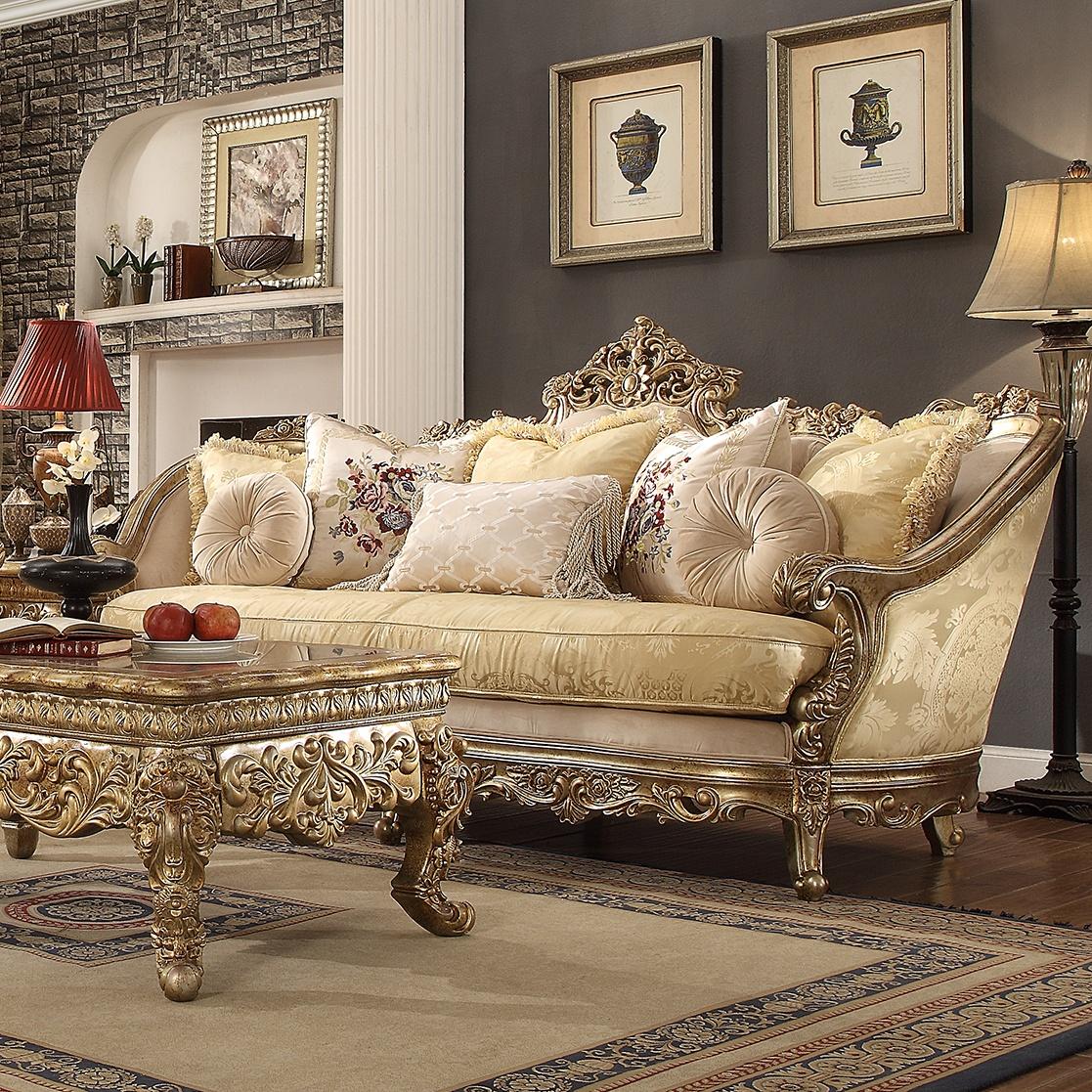 

    
Luxury Chenille Gold Champagne Sofa Traditional Homey Design HD-2626
