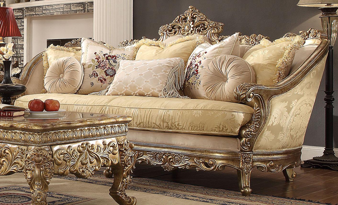 

    
Homey Design Furniture HD-2626/HD-1101 Sofa Loveseat Chair and Coffee Table Champagne/Gold HD-2626 Set-4
