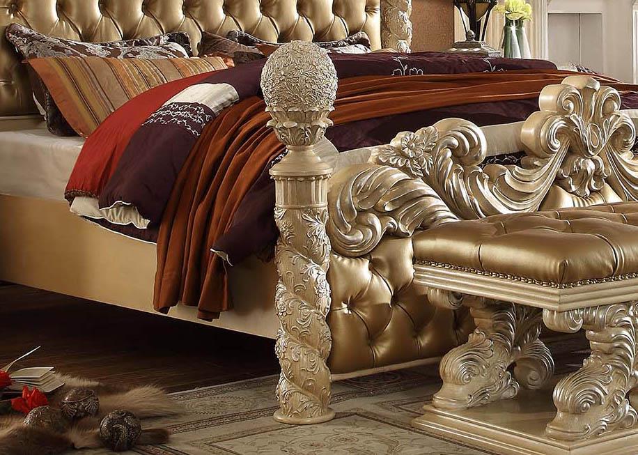 

                    
Homey Design Furniture HD-7266 – CK 5PC BEDROOM SET Poster Bedroom Set Khaki/Gold Leather Purchase 
