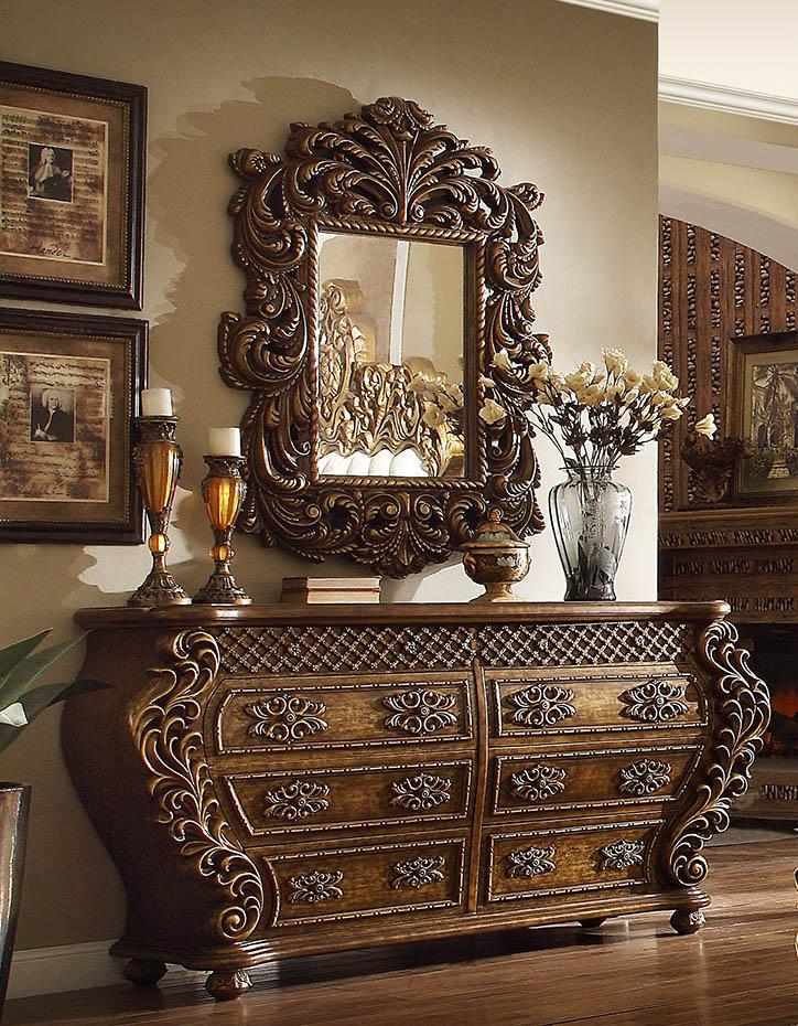 

    
Antique Gold & Perfect Brown Dresser Traditional Homey Design HD-8011

