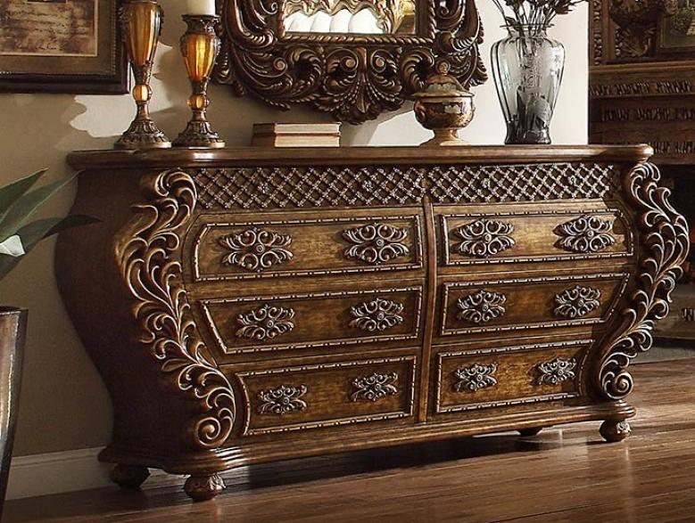 

    
Antique Gold & Perfect Brown Dresser Traditional Homey Design HD-8011
