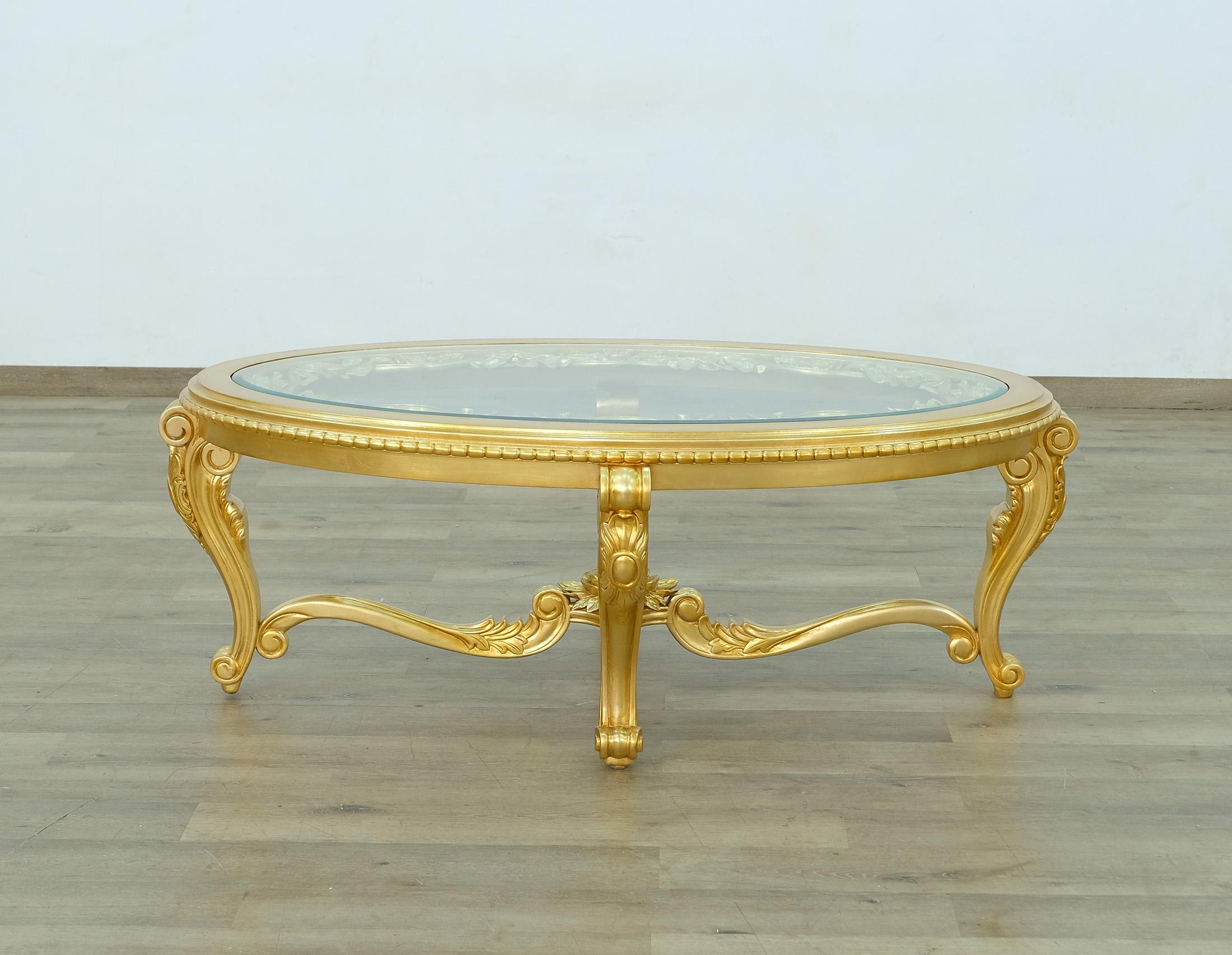

    
68584-CT Imperial Luxury Antique Gold LUXOR Coffee Table EUROPEAN FURNITURE Solid Wood
