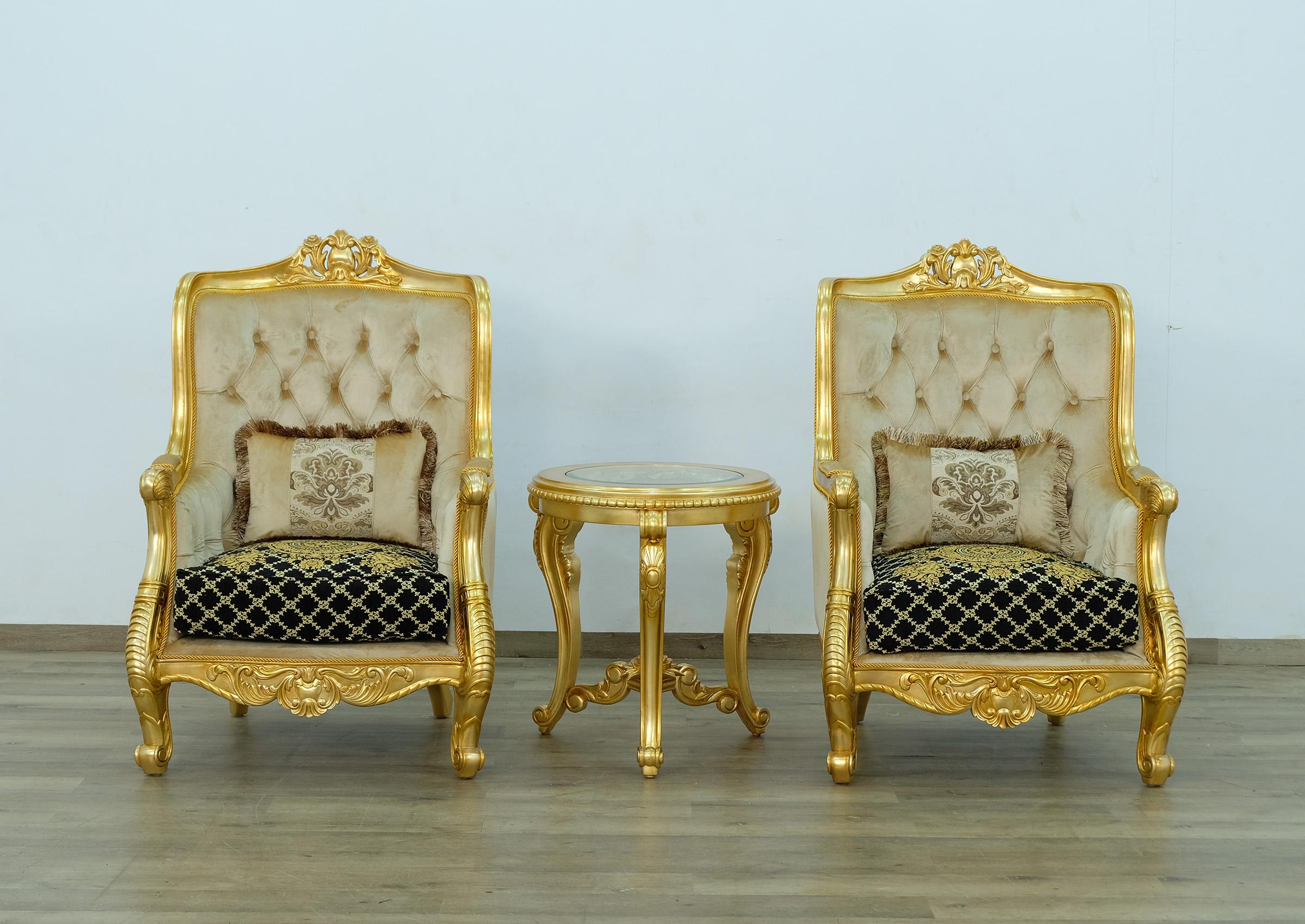 

    
Imperial Luxury Black & Gold LUXOR Arm Chair Set 2Pcs EUROPEAN FURNITURE
