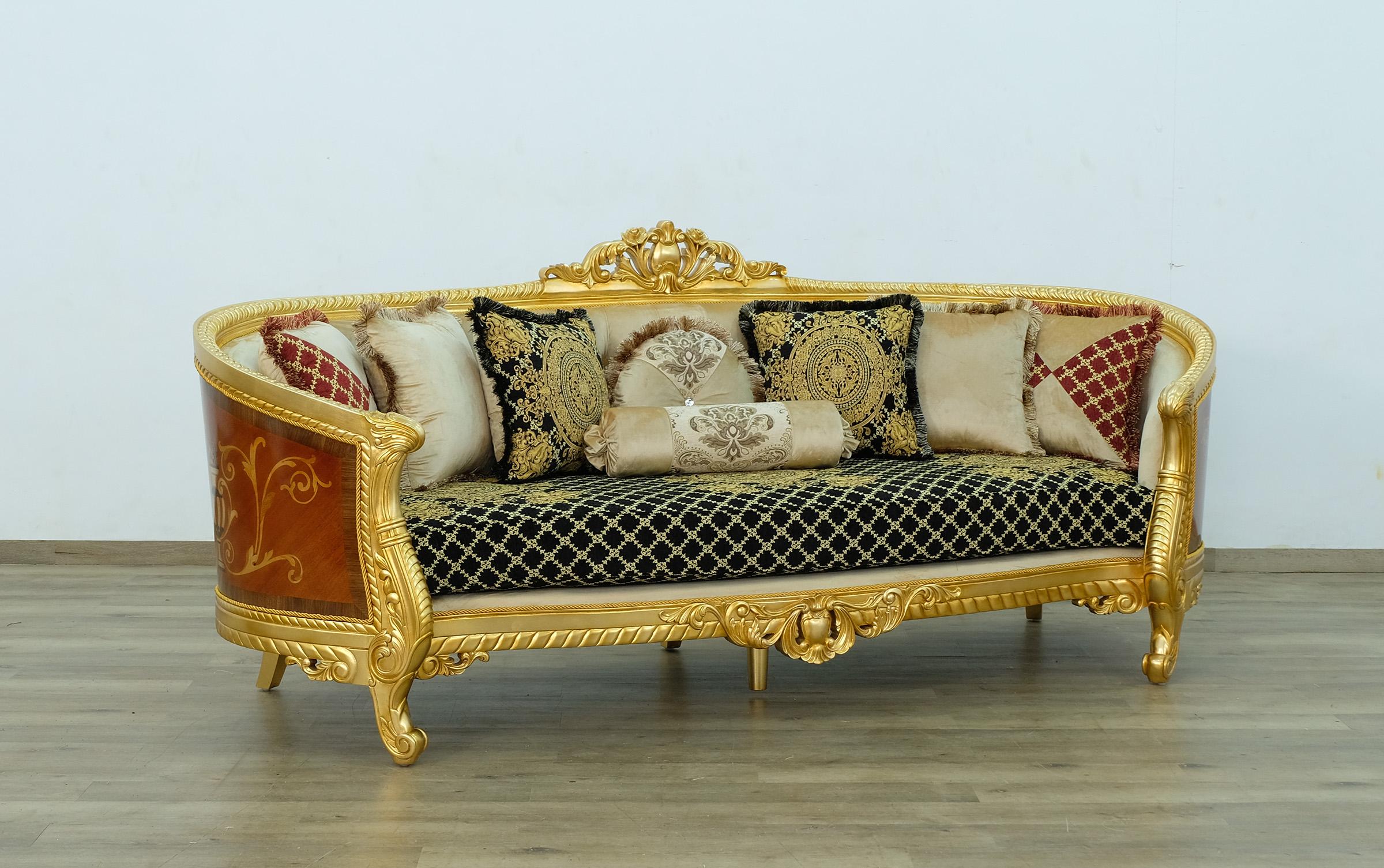 

    
Imperial Luxury Black & Gold LUXOR Sofa EUROPEAN FURNITURE Solid Wood
