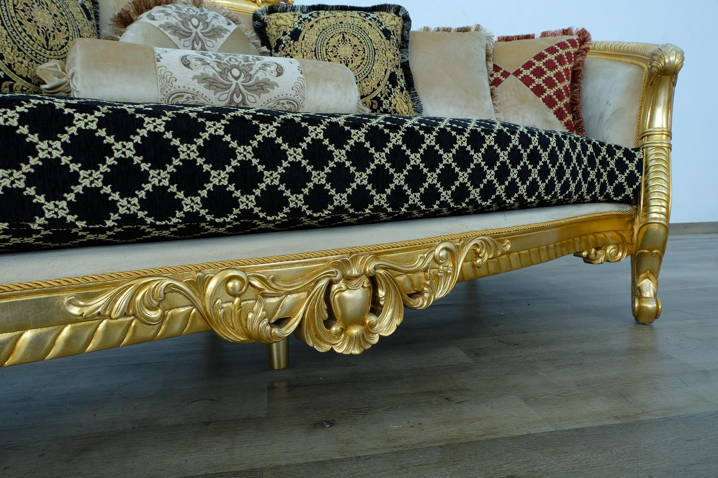 

    
 Order  Imperial Luxury Black & Gold LUXOR Sofa Set 2Ps EUROPEAN FURNITURE Solid Wood
