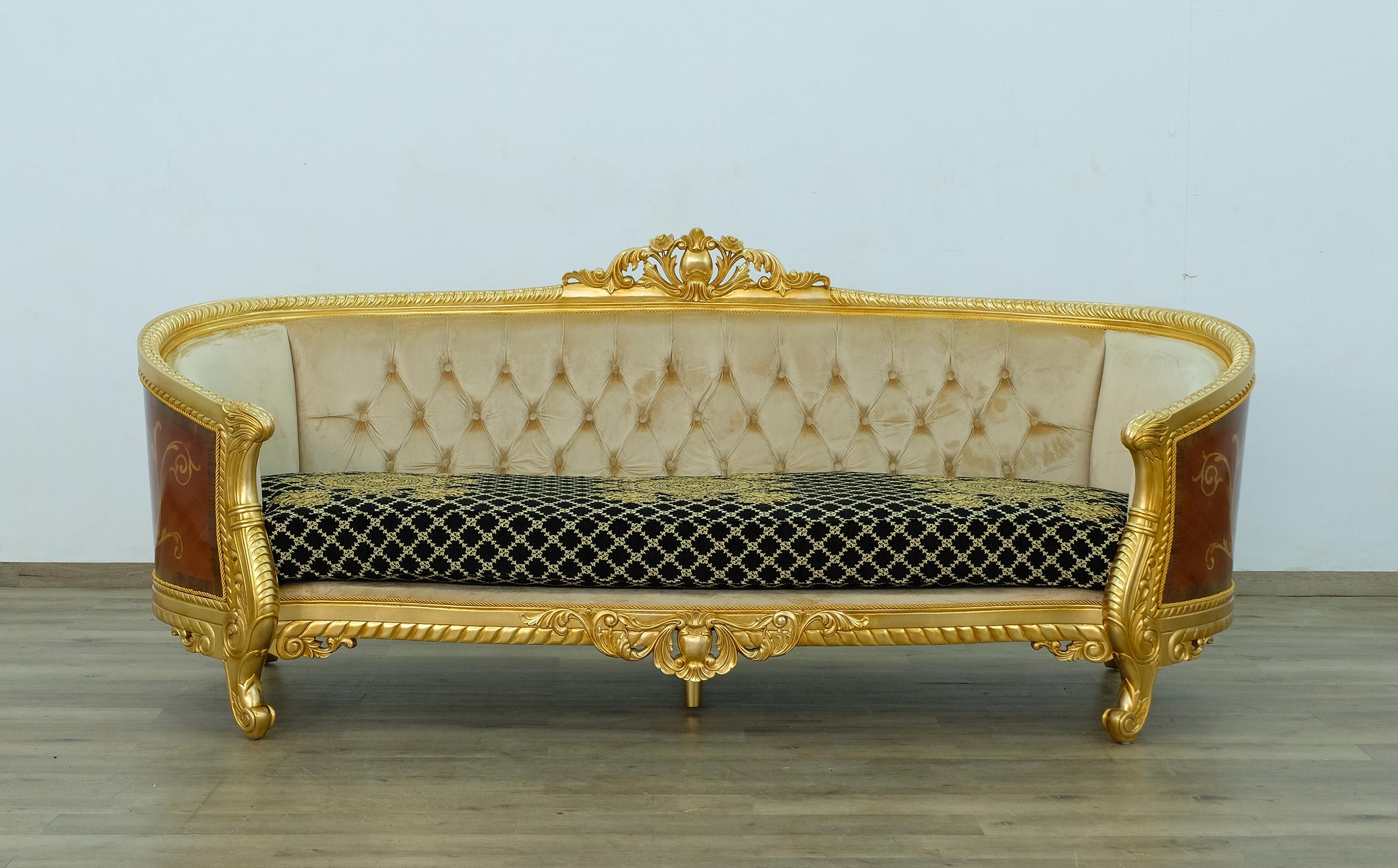 

        
EUROPEAN FURNITURE LUXOR Sofa Set Ebony/Antique/Mahogany/Gold/Black/Beige Fabric 6015423429417
