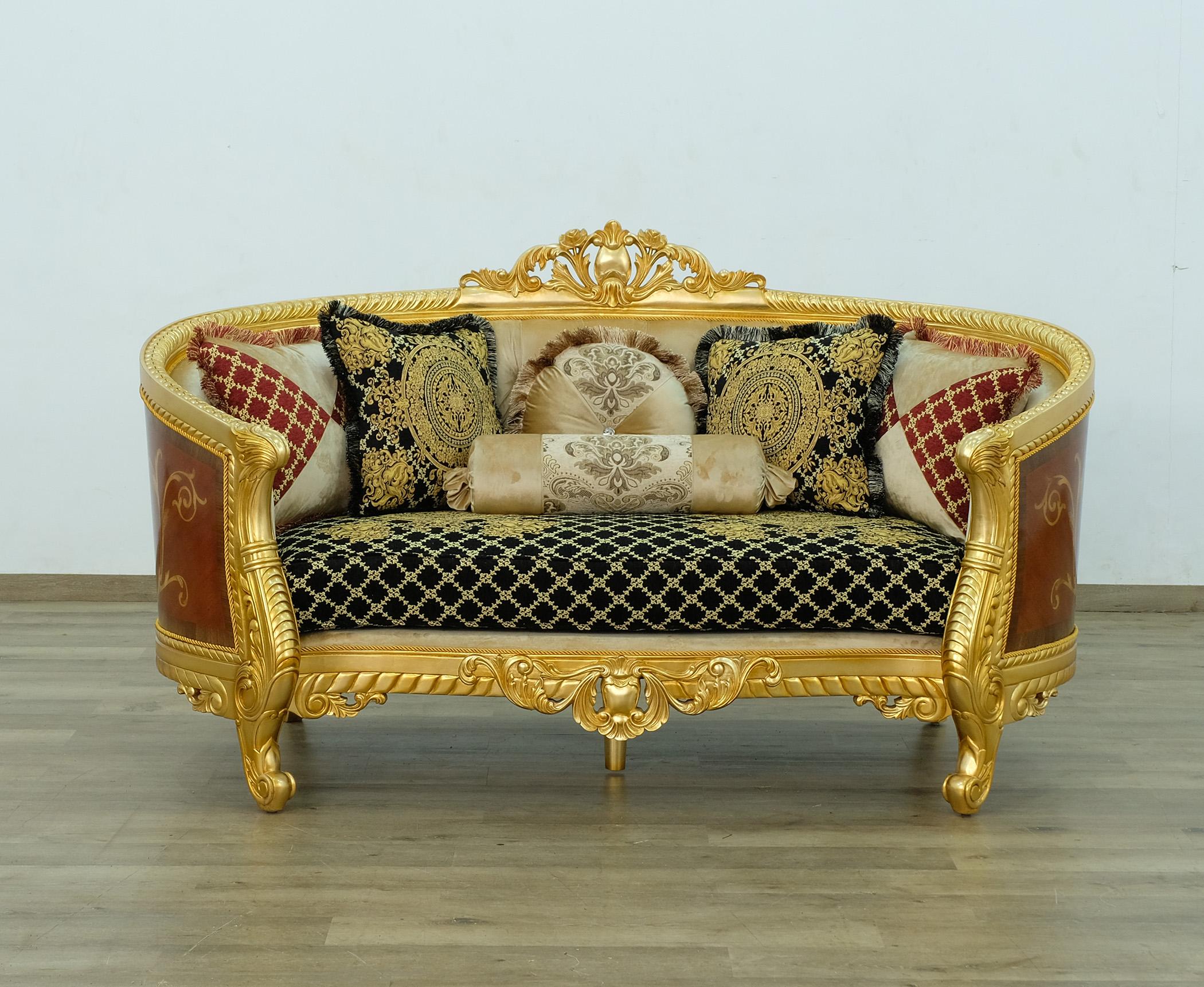 

    
 Photo  Imperial Luxury Black & Gold LUXOR Sofa Set 4Ps EUROPEAN FURNITURE Solid Wood
