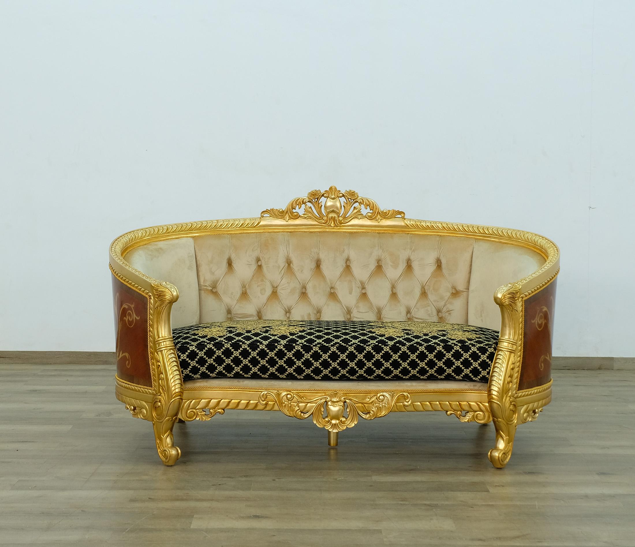 

        
6015423429417Imperial Luxury Black & Gold LUXOR Sofa Set 4Ps EUROPEAN FURNITURE Solid Wood
