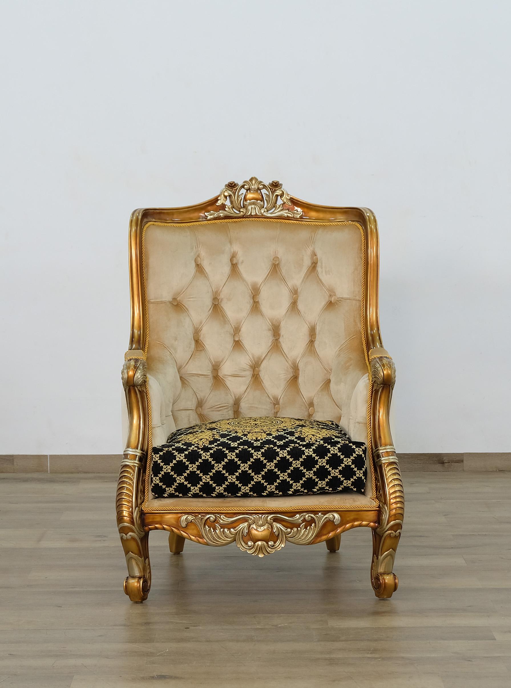 

    
Imperial Luxury Black & Silver Gold LUXOR II Arm Chair EUROPEAN FURNITURE
