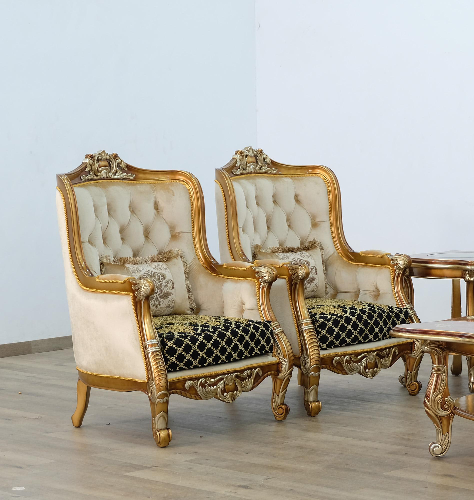 

    
Imperial Luxury Black & Silver Gold LUXOR II Arm Chair Set 2Pcs EUROPEAN FURNITURE
