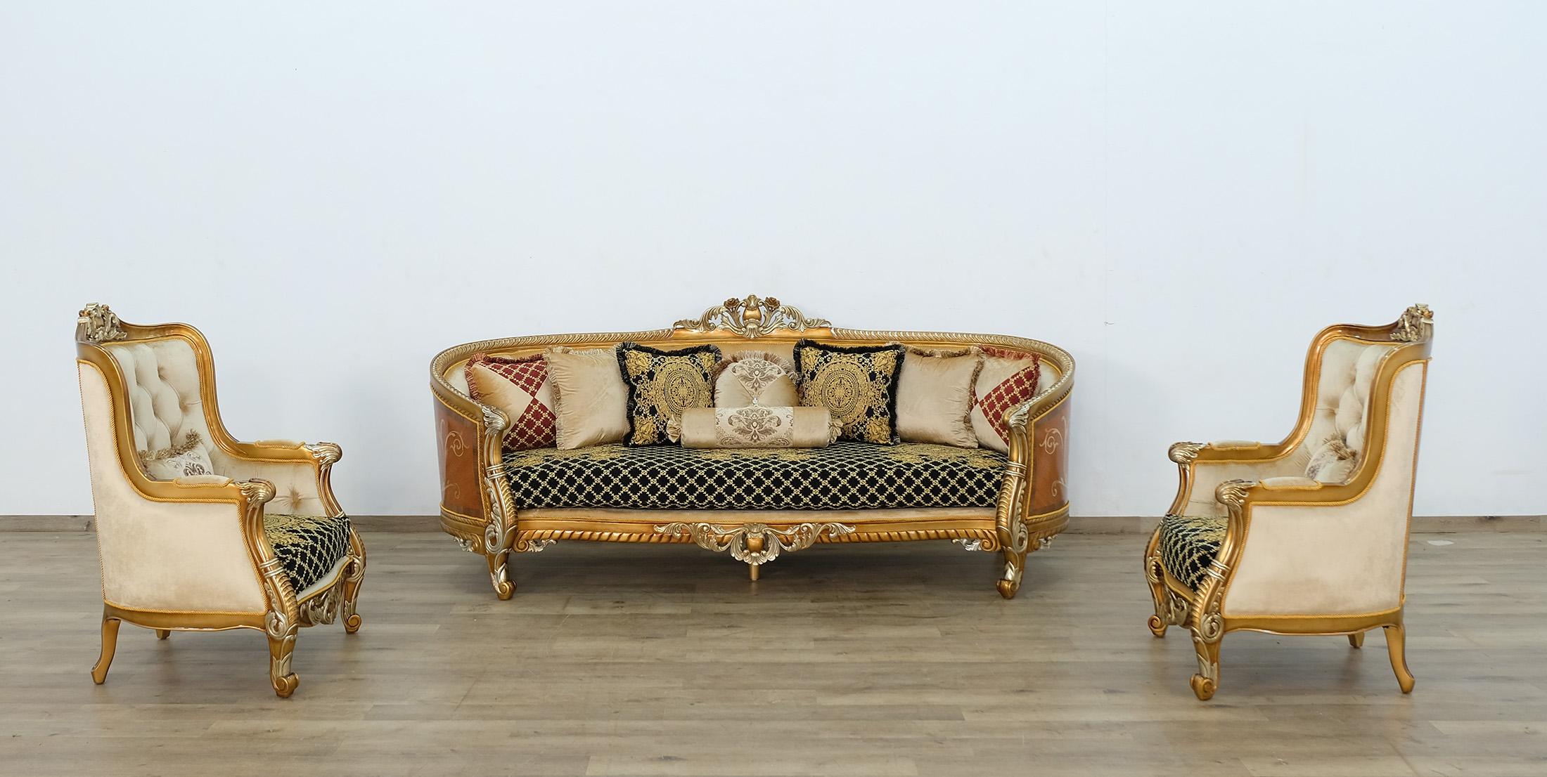 

    
Imperial Luxury Black & Silver Gold LUXOR II Sofa Set 3Pcs EUROPEAN FURNITURE
