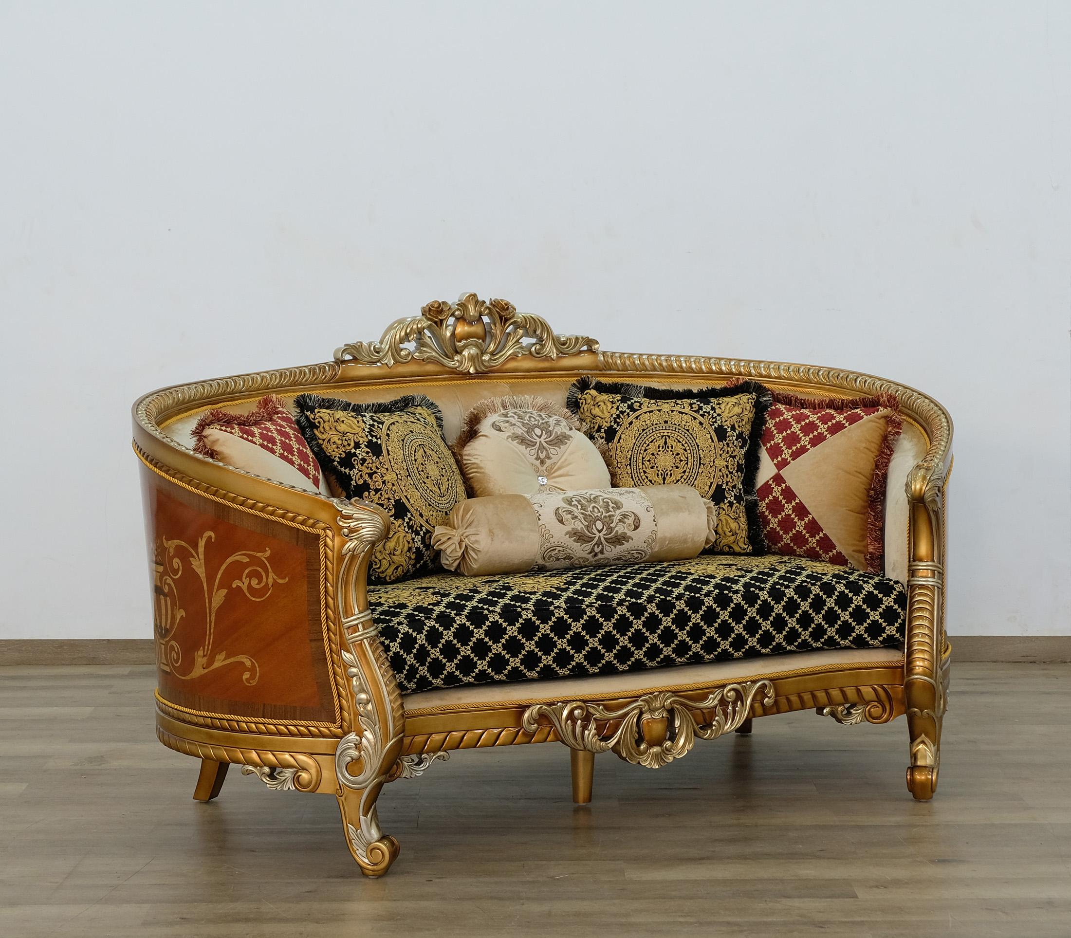 

        
EUROPEAN FURNITURE LUXOR II Sofa Set Antique/Silver/Gold/Black Fabric 6015423788750
