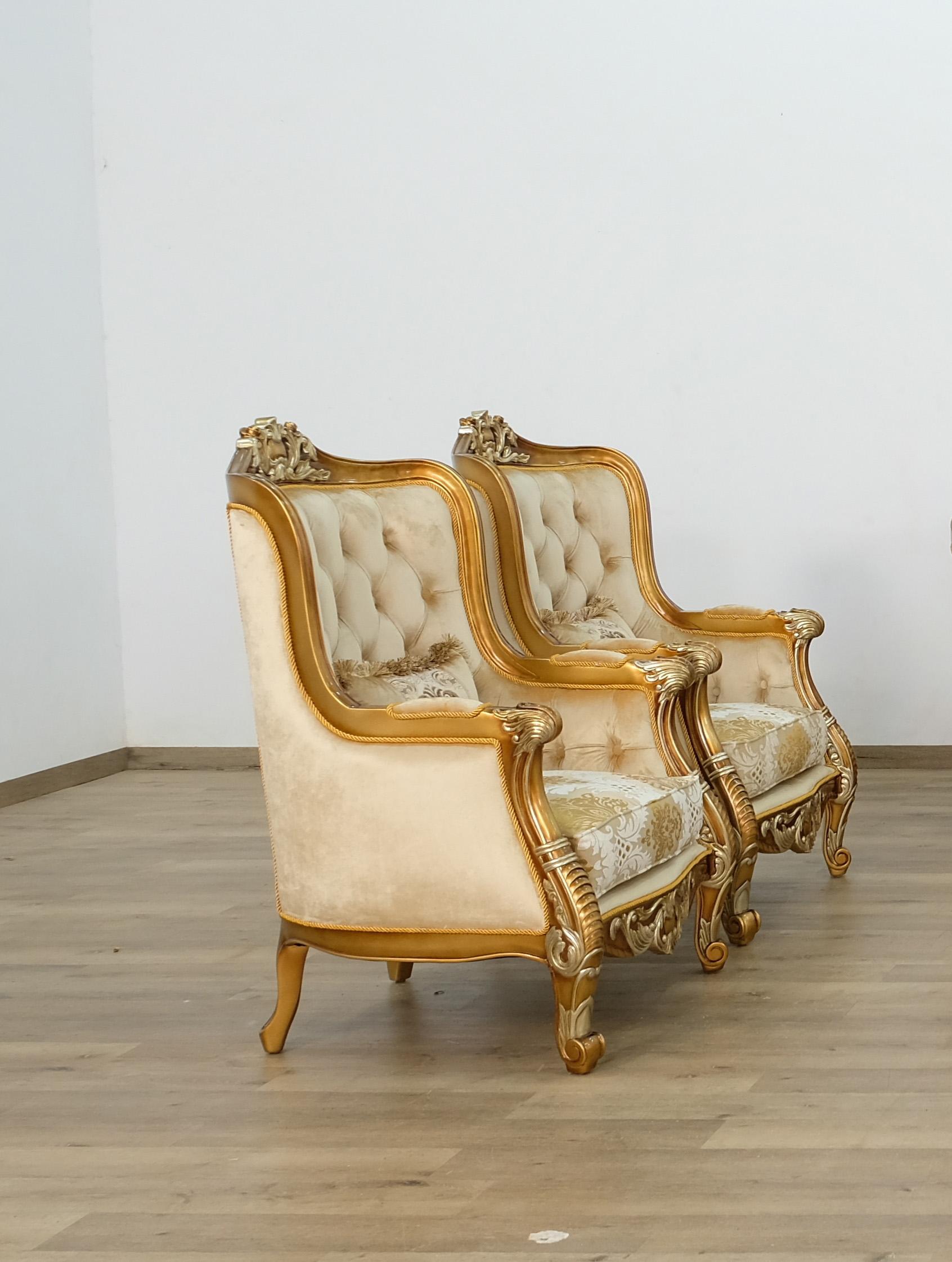 

        
6015429790764Imperial Luxury Brown & Gold LUXOR II Arm Chair EUROPEAN FURNITURE Classic
