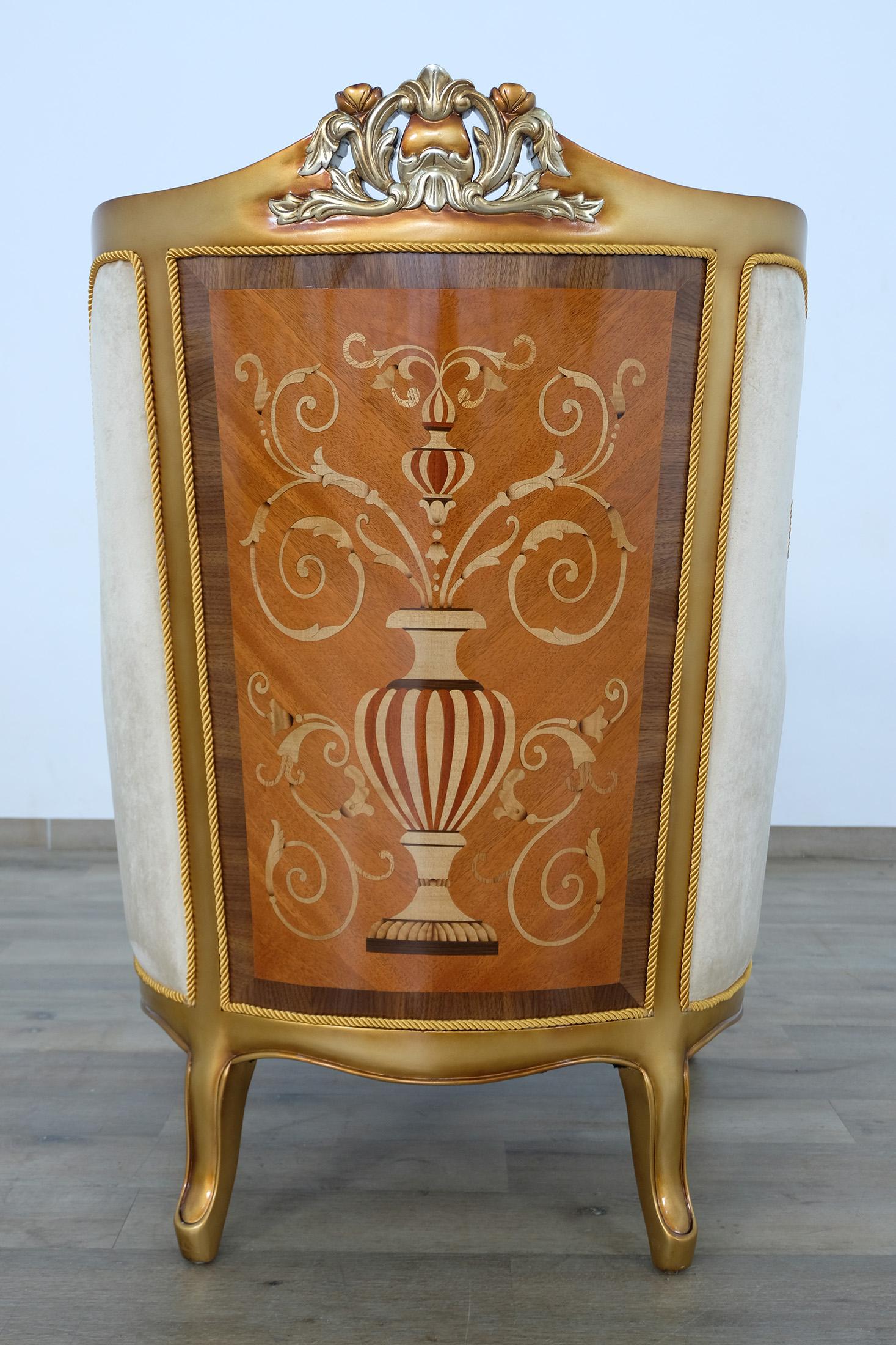 

        
EUROPEAN FURNITURE LUXOR II Arm Chair Antique/Gold/Brown Fabric 6015429790764
