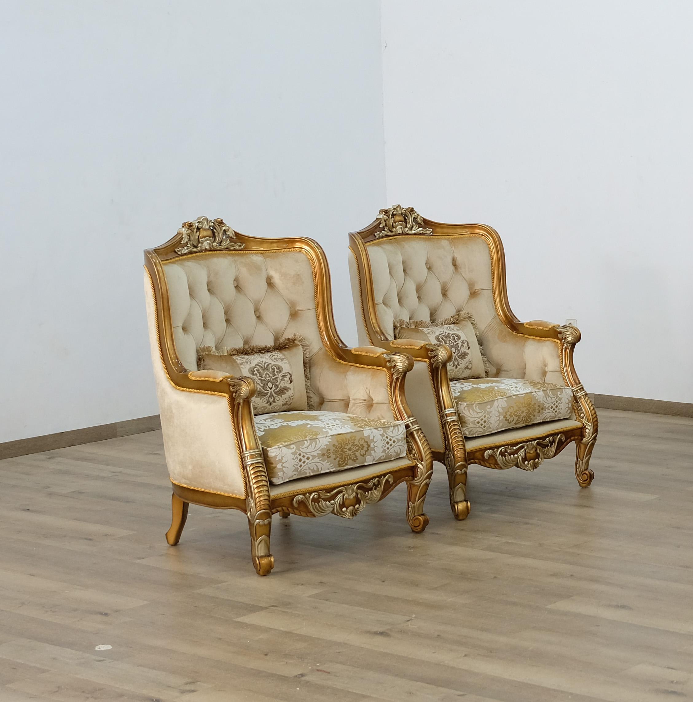

    
Imperial Luxury Brown & Gold LUXOR II Arm Chair Set 2 Pcs EUROPEAN FURNITURE Classic
