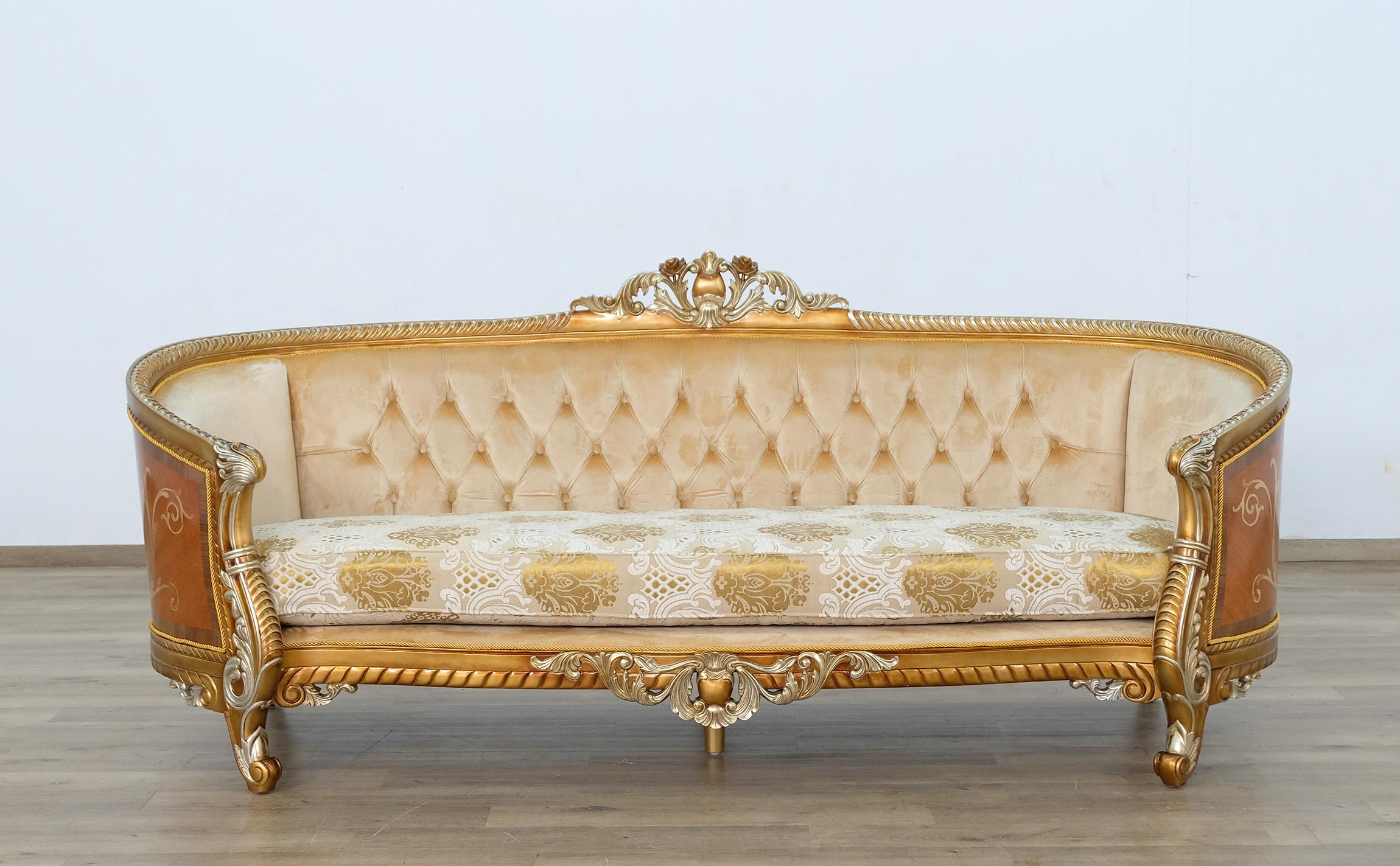

    
Imperial Luxury Brown & Gold LUXOR II Sofa EUROPEAN FURNITURE Solid Wood Classic

