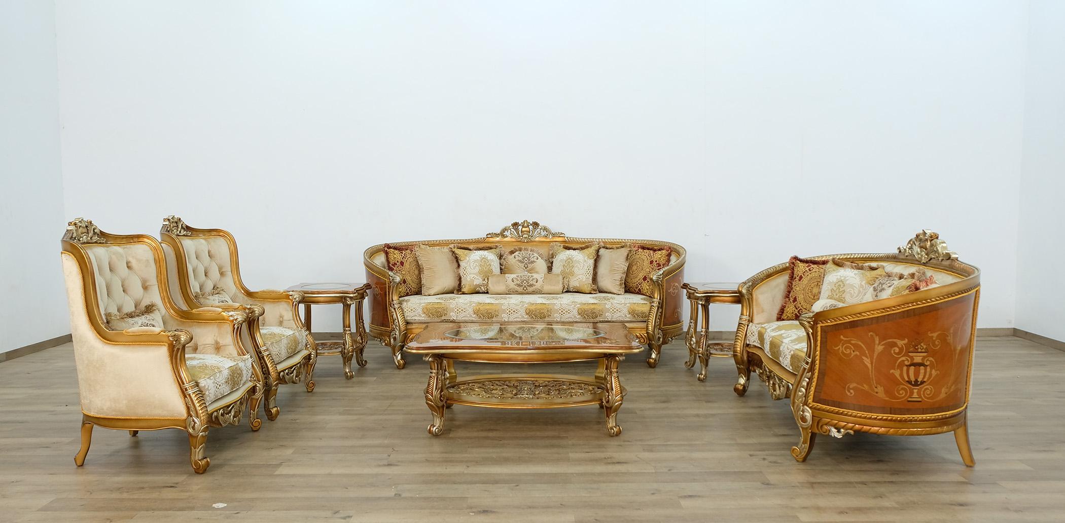 

        
EUROPEAN FURNITURE LUXOR II Sofa Set Antique/Gold/Brown Fabric 6015416374328
