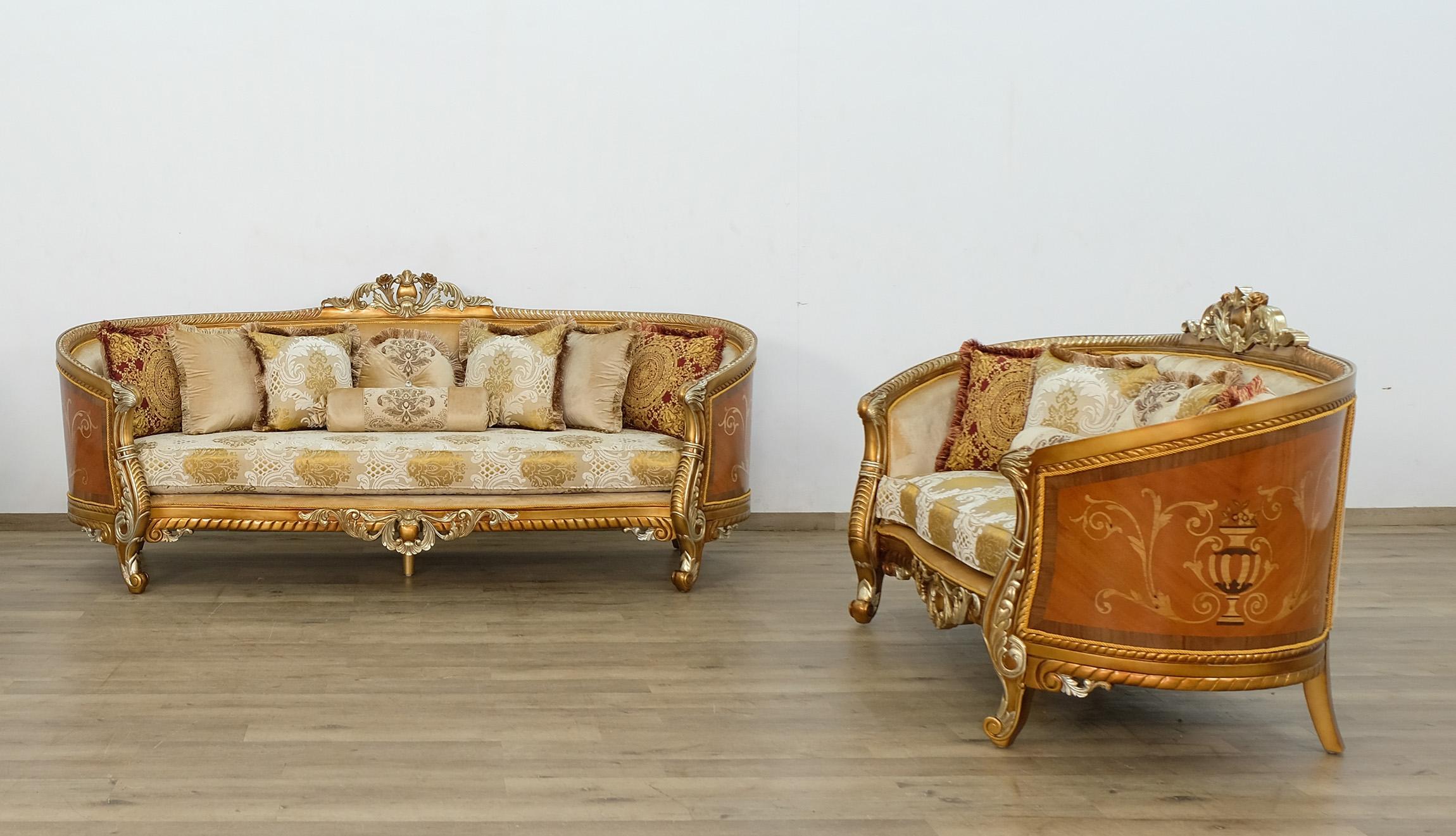 

    
Imperial Luxury Brown & Gold LUXOR II Sofa Set 2 Pcs EUROPEAN FURNITURE Solid Wood
