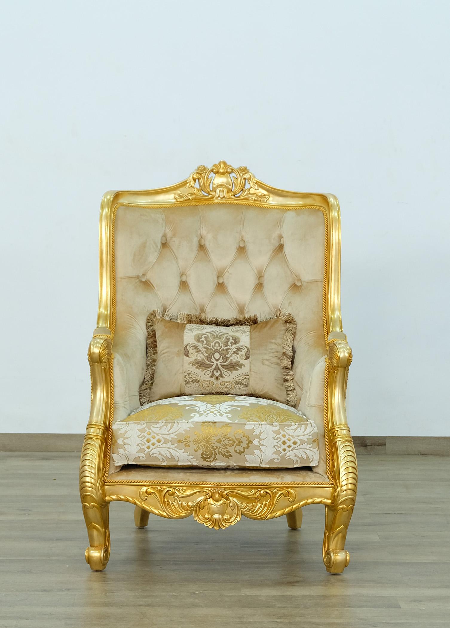 

    
 Order  Imperial Luxury Gold Fabric LUXOR Arm Chair Set 3 Pcs EUROPEAN FURNITURE Classic
