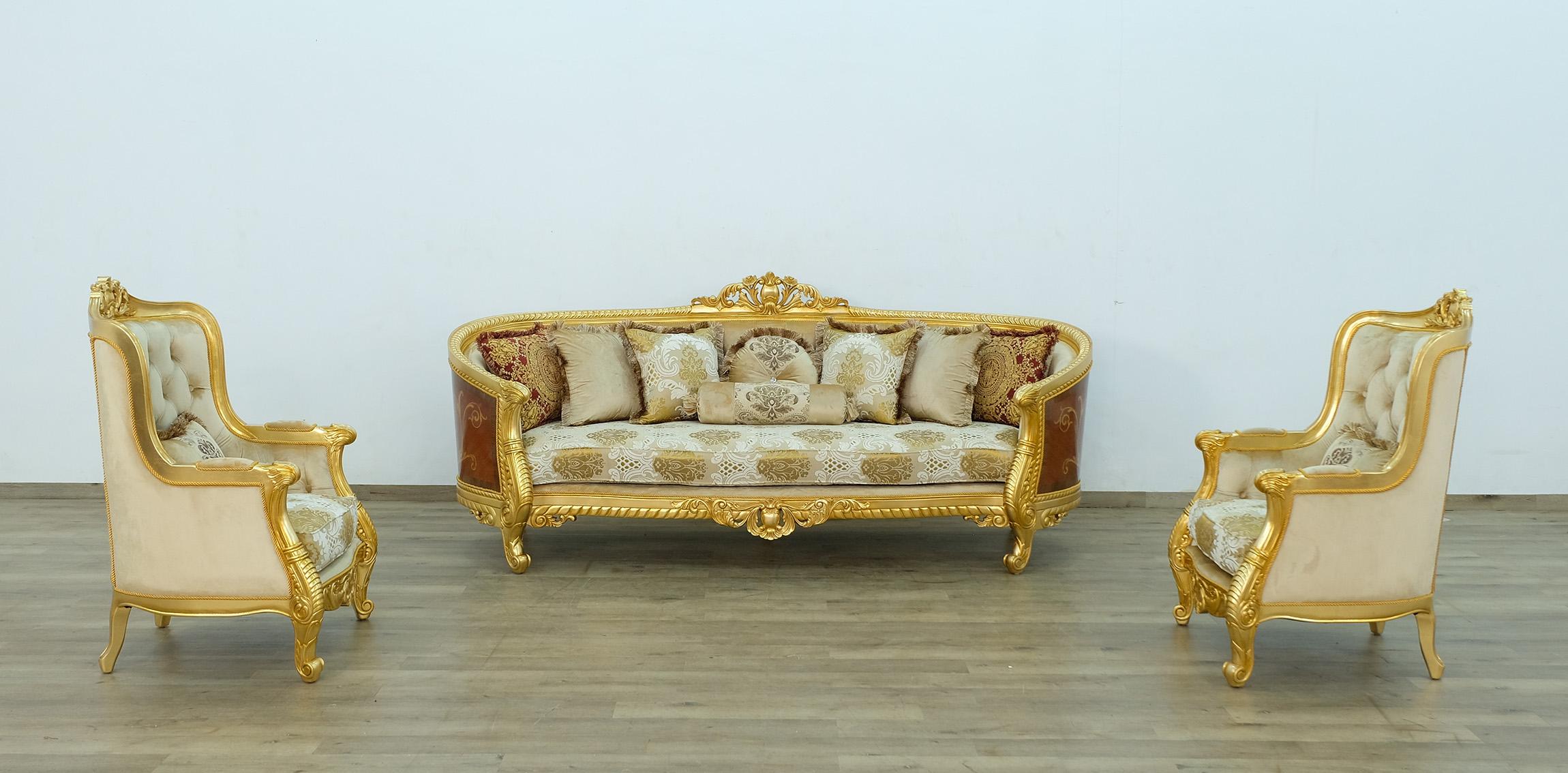 

    
EUROPEAN FURNITURE LUXOR Arm Chair Set Ebony/Antique/Mahogany/Gold/Beige 68584-C-Set-3
