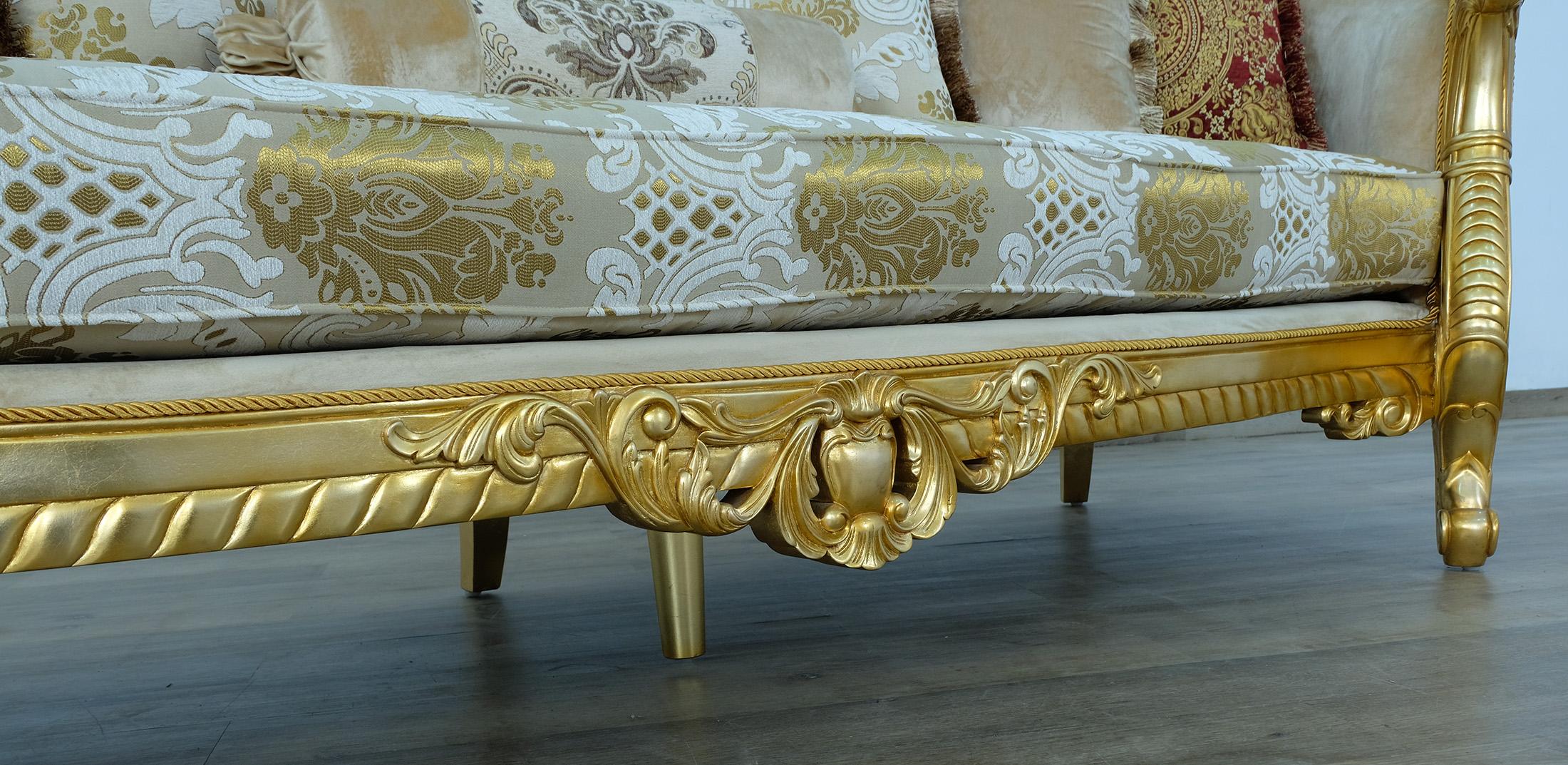 

    
 Order  Imperial Luxury Gold Fabric LUXOR Sofa EUROPEAN FURNITURE Solid Wood Classic
