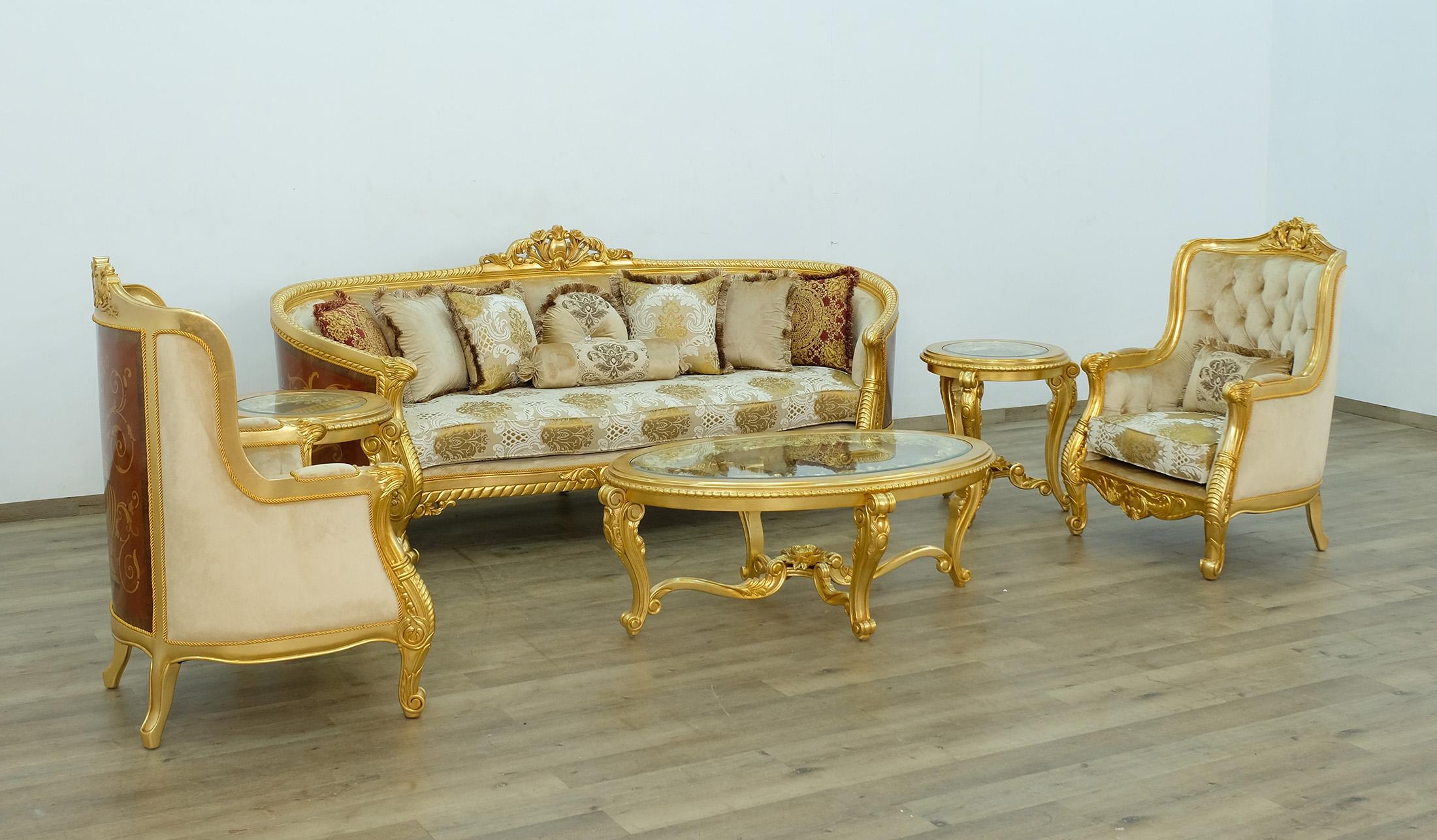 

    
EUROPEAN FURNITURE LUXOR Sofa Set Ebony/Antique/Mahogany/Gold/Beige 68584-Set-3
