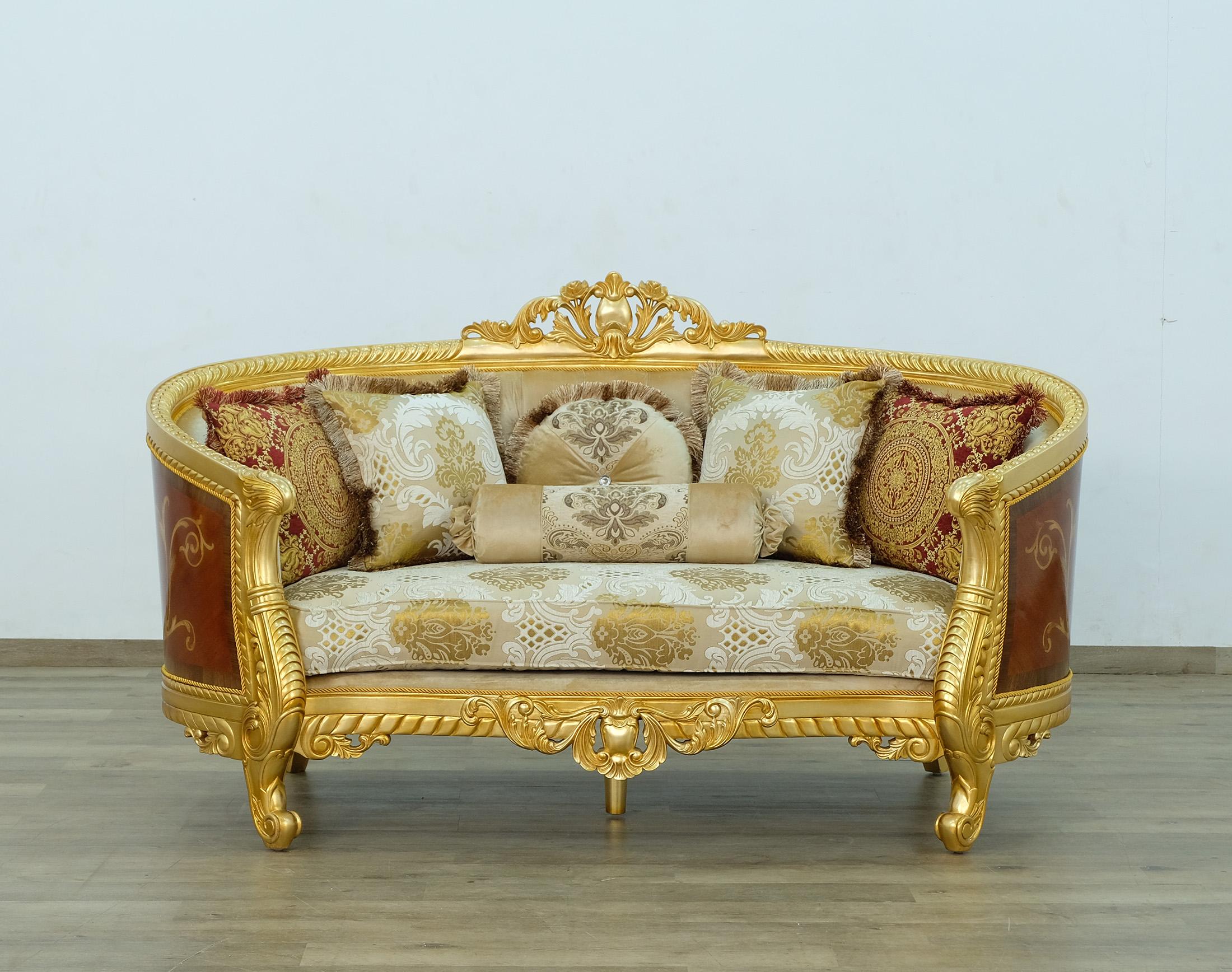 

    
 Shop  Imperial Luxury Gold Fabric LUXOR Sofa Set 4Ps EUROPEAN FURNITURE Solid Wood
