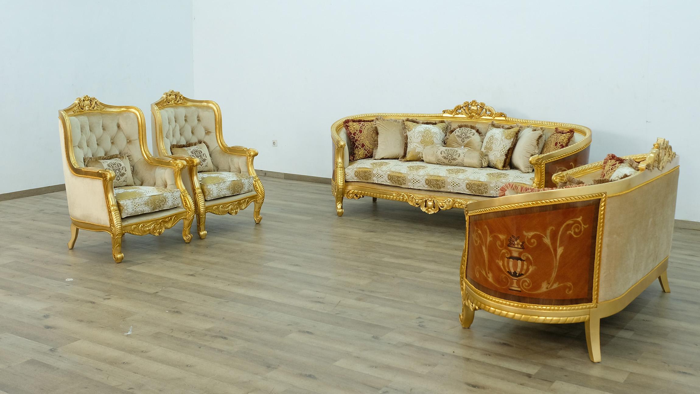

        
EUROPEAN FURNITURE LUXOR Sofa Set Ebony/Antique/Mahogany/Gold/Beige Fabric 6015446652632
