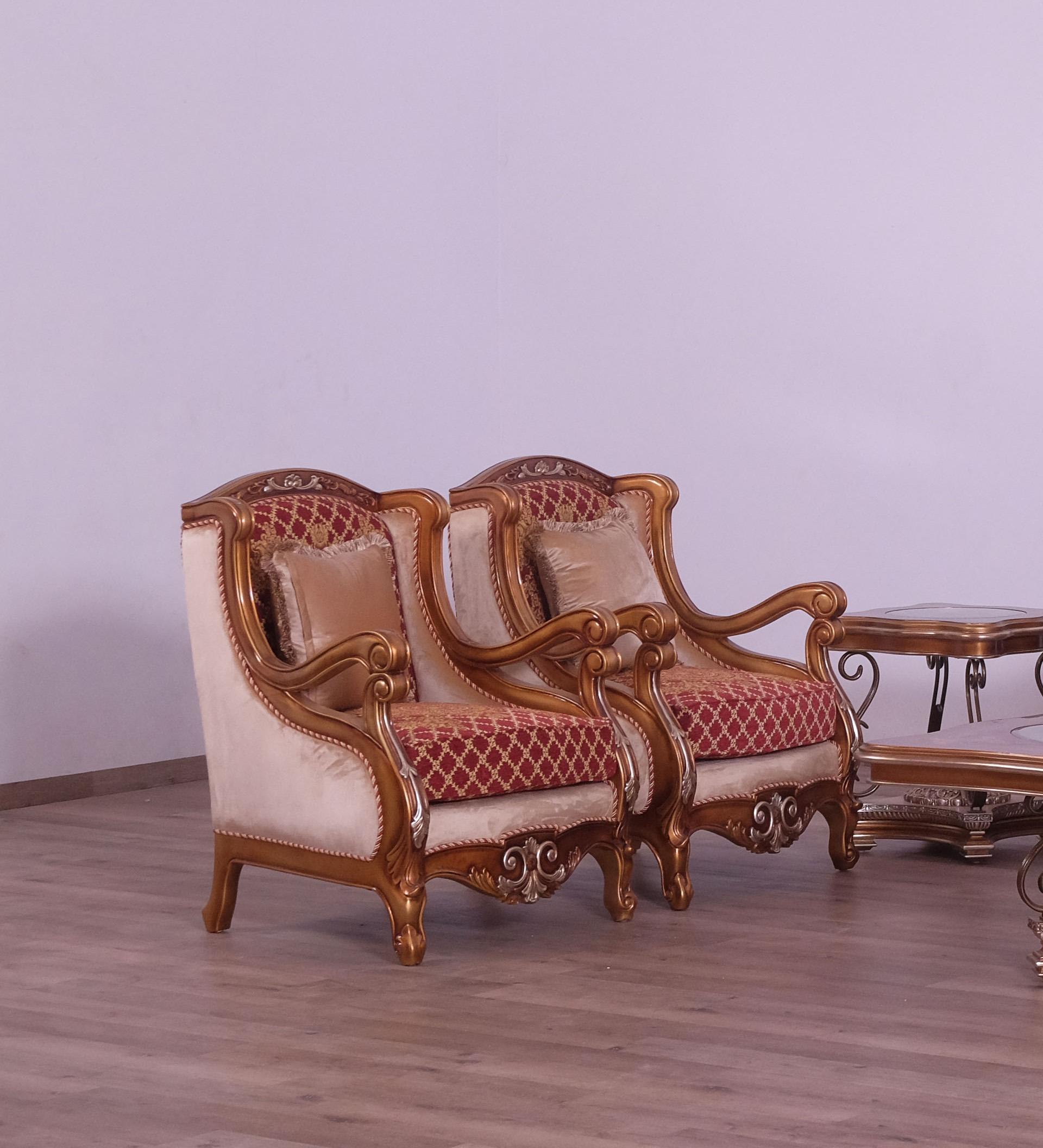 

    
Imperial Luxury Red Brown & Gold RAFFAELLO III Chair Set 2Pcs EUROPEAN FURNITURE
